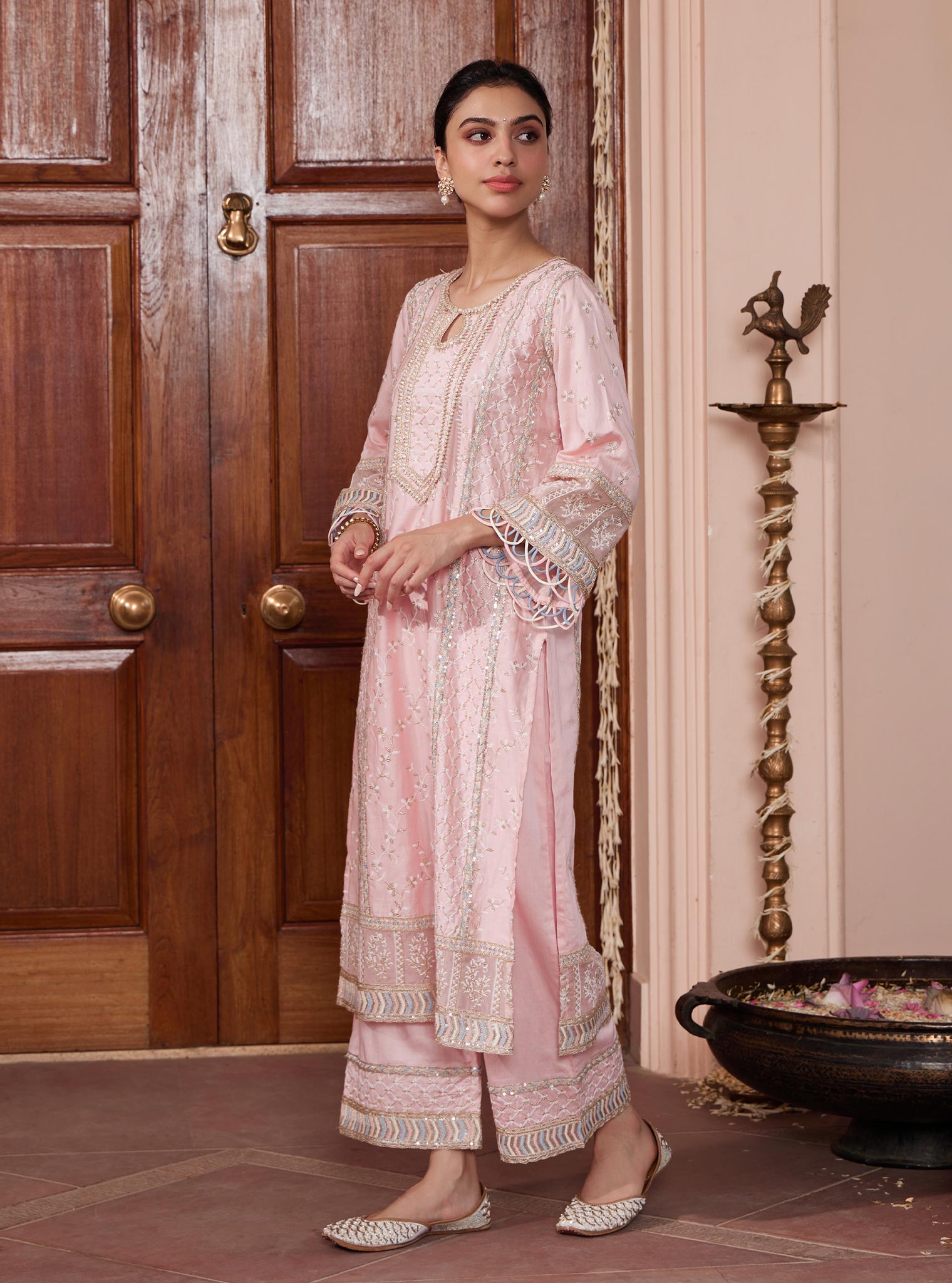 Briti Pima Pink Kurta Set