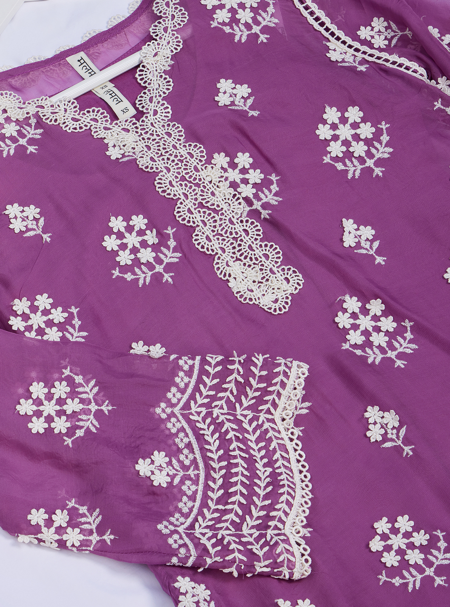 Mulmul Organza Aruni Lilac Kurta with Mulmul Pima Aruni Lilac Pant