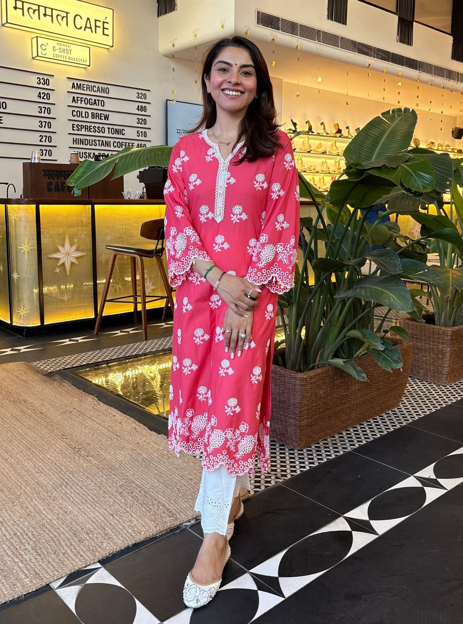 Dahna Supima Cotton Fuschia Kurta Set