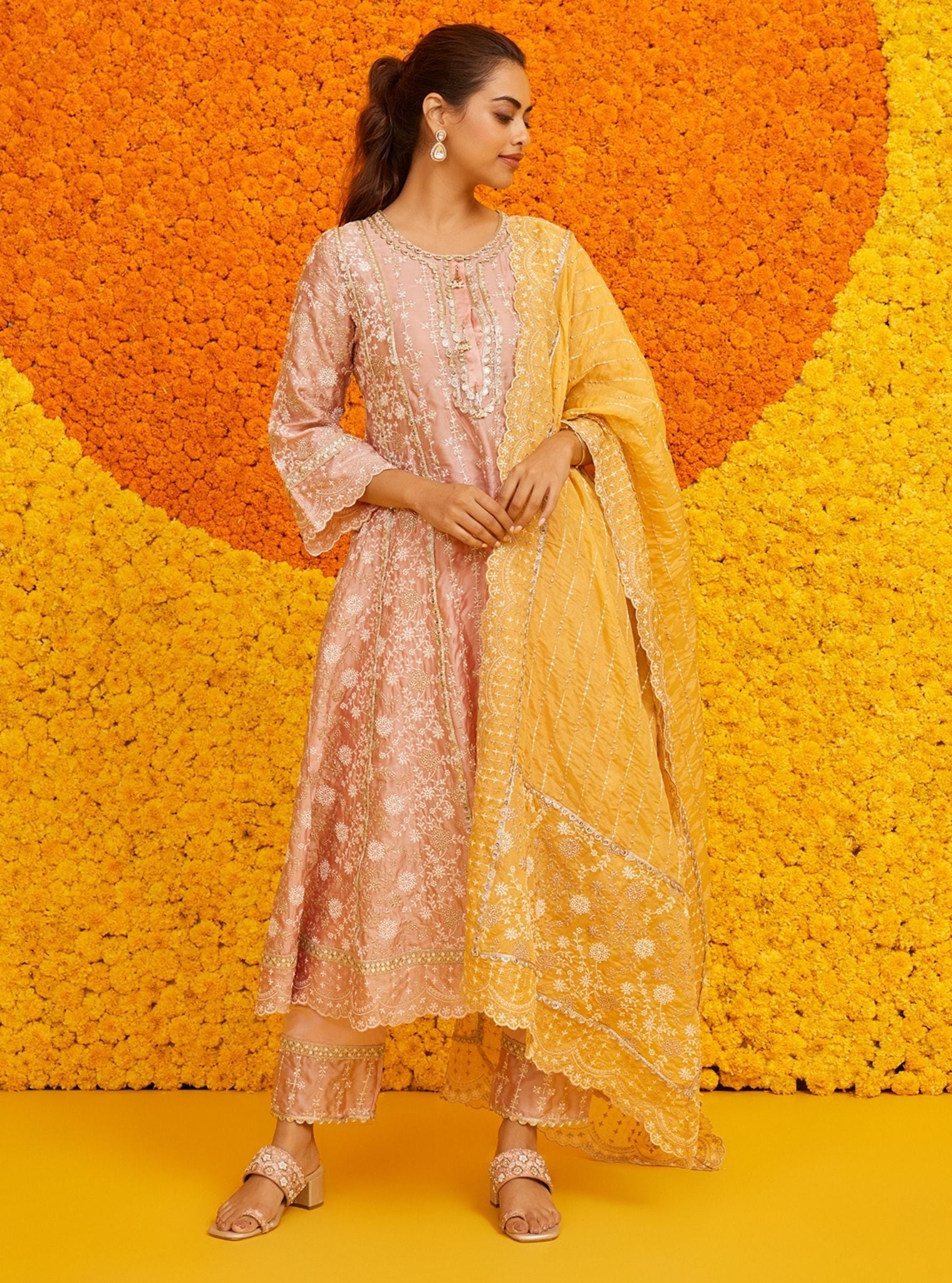 Saathiya Organza Satin Pink Kurta