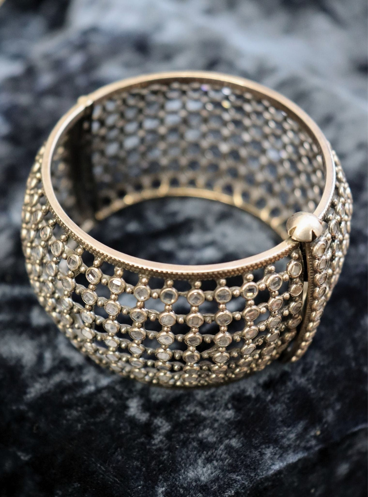 Pure Silver CZ Broad Jaali Kada