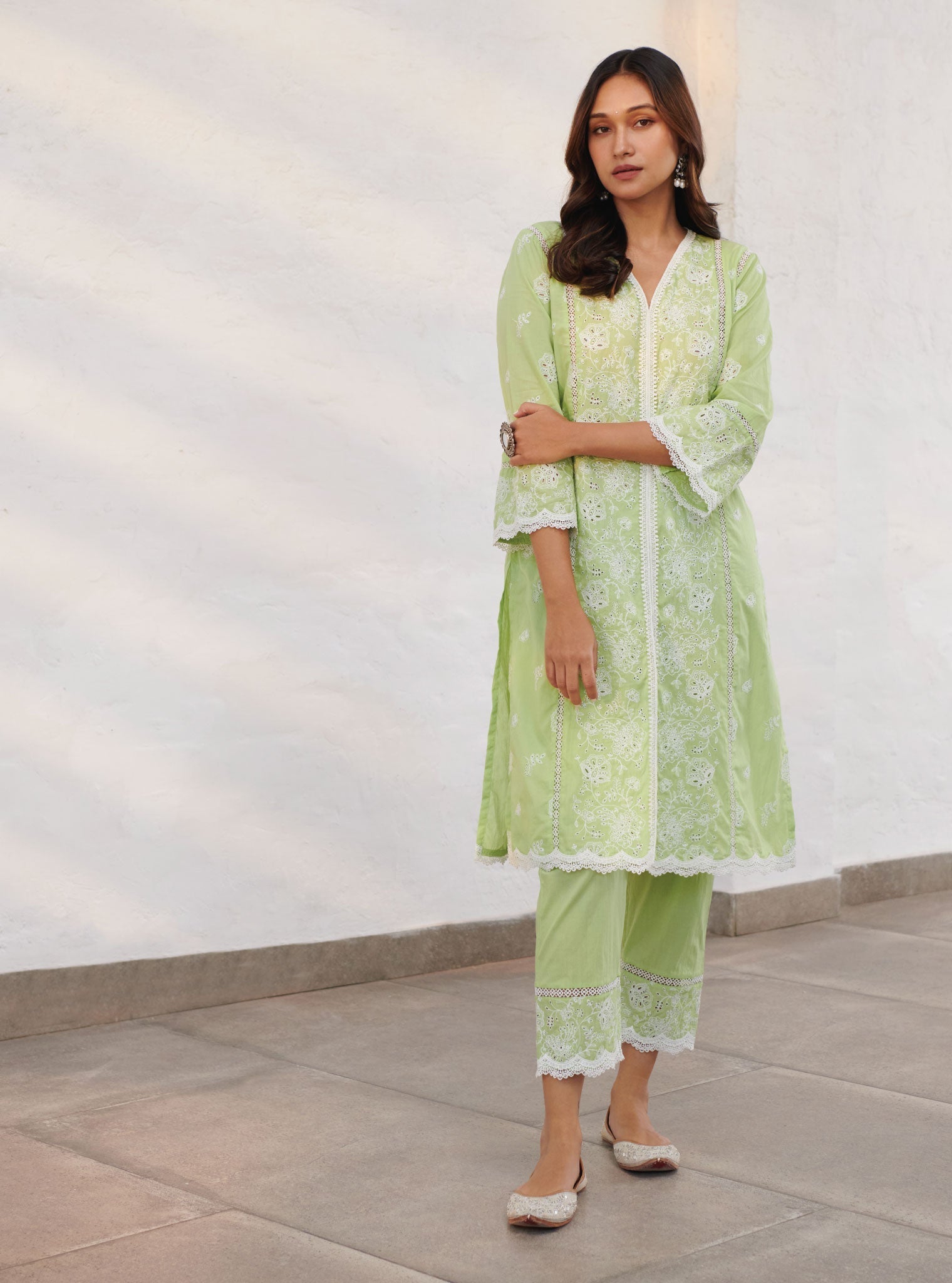 Mulmul Cotton Chester Green Kurta With Chester Green Pant