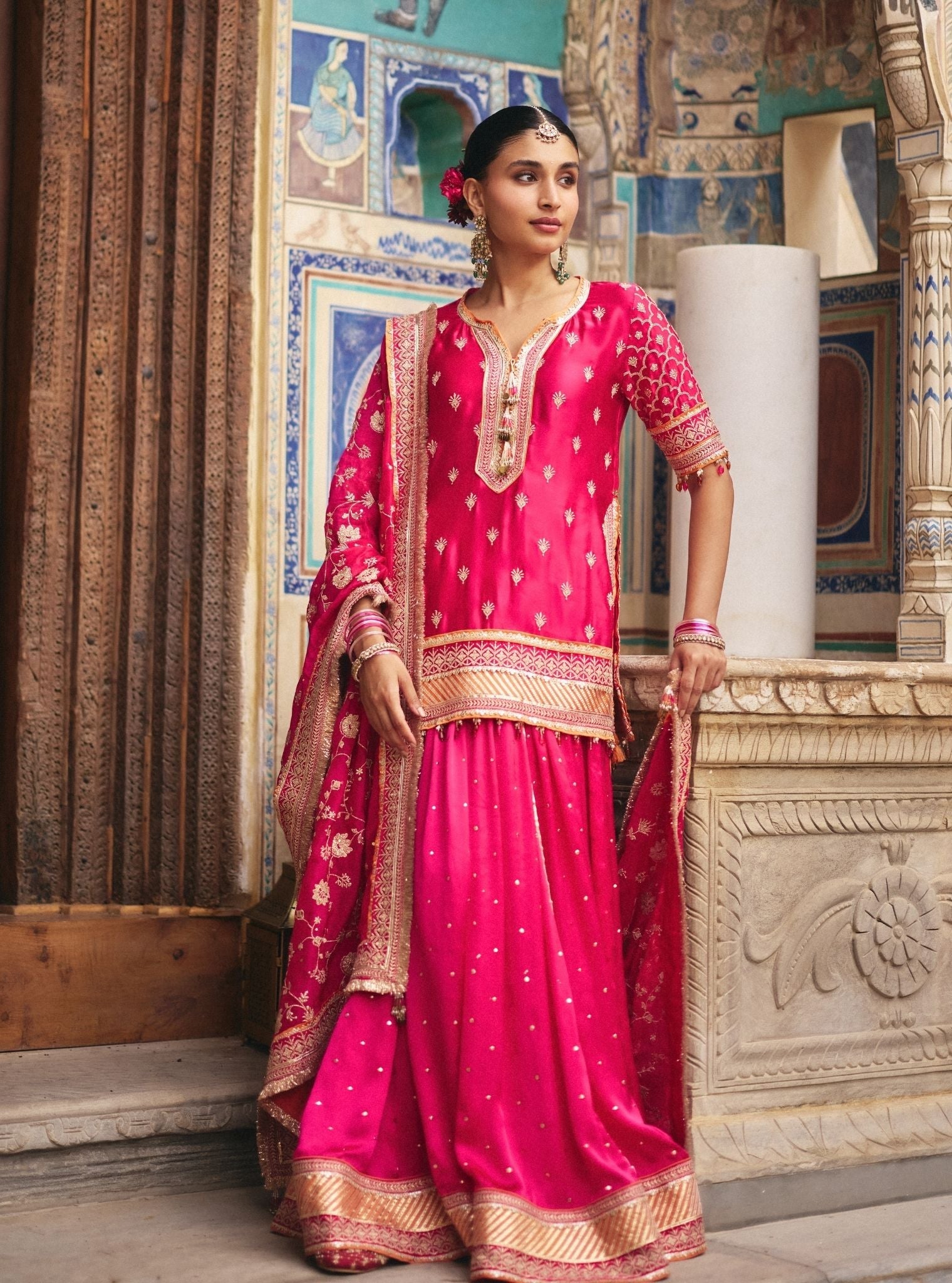 Mulmul Poshak In Fuchsia