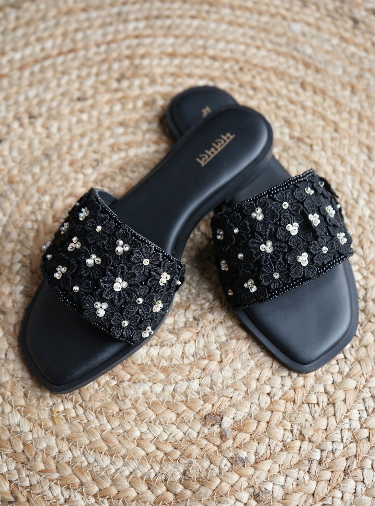 Mulmul Mrunal Black Flat Sandal