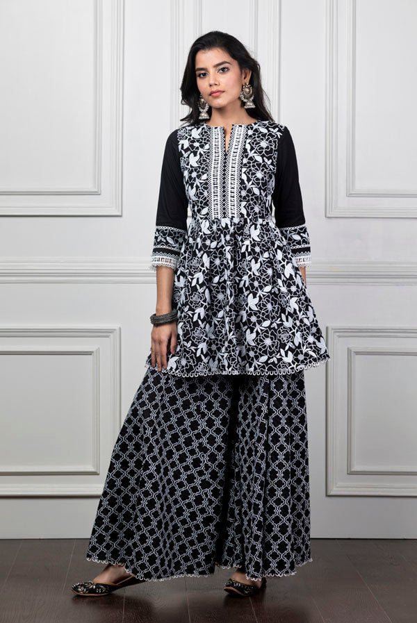 Magnolia Black Kurta with Sharara Set