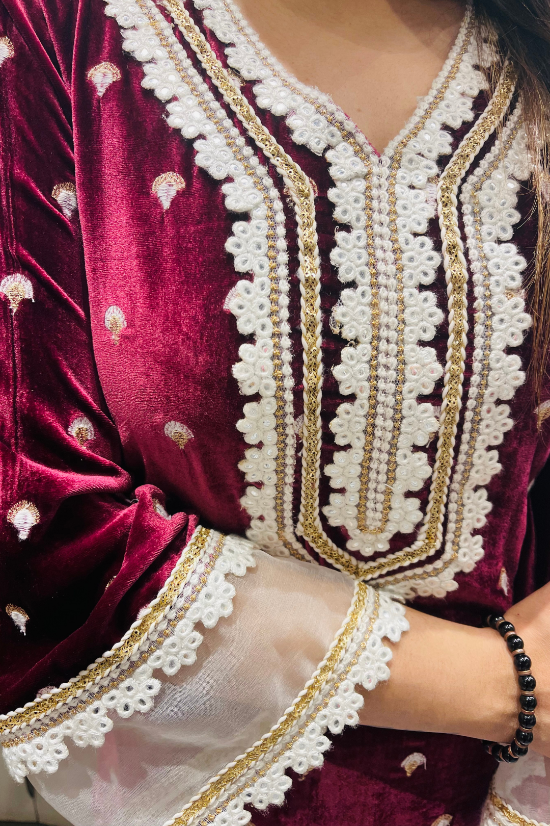Eliza Velvet Wine Kurta Set