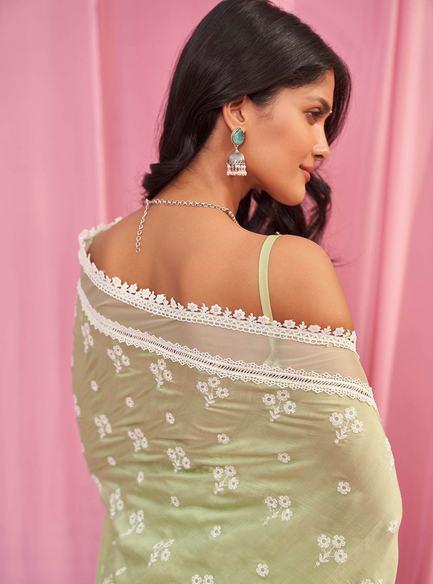 Mulmul Silk Annika Light Green Saree