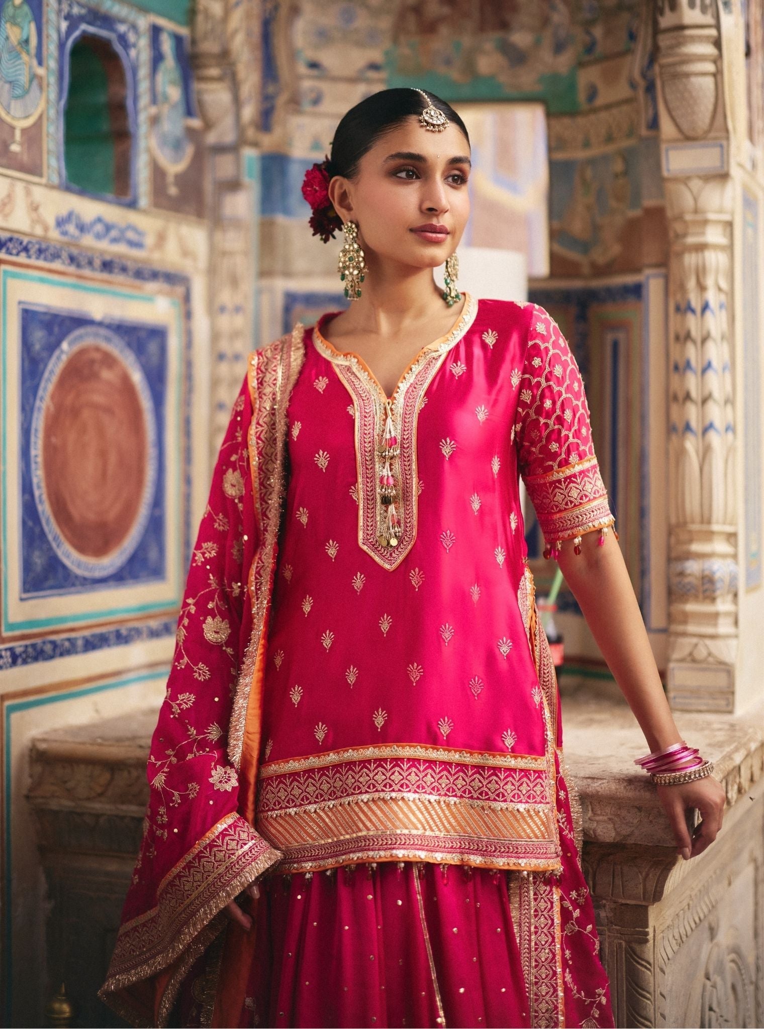 Mulmul Poshak In Fuchsia