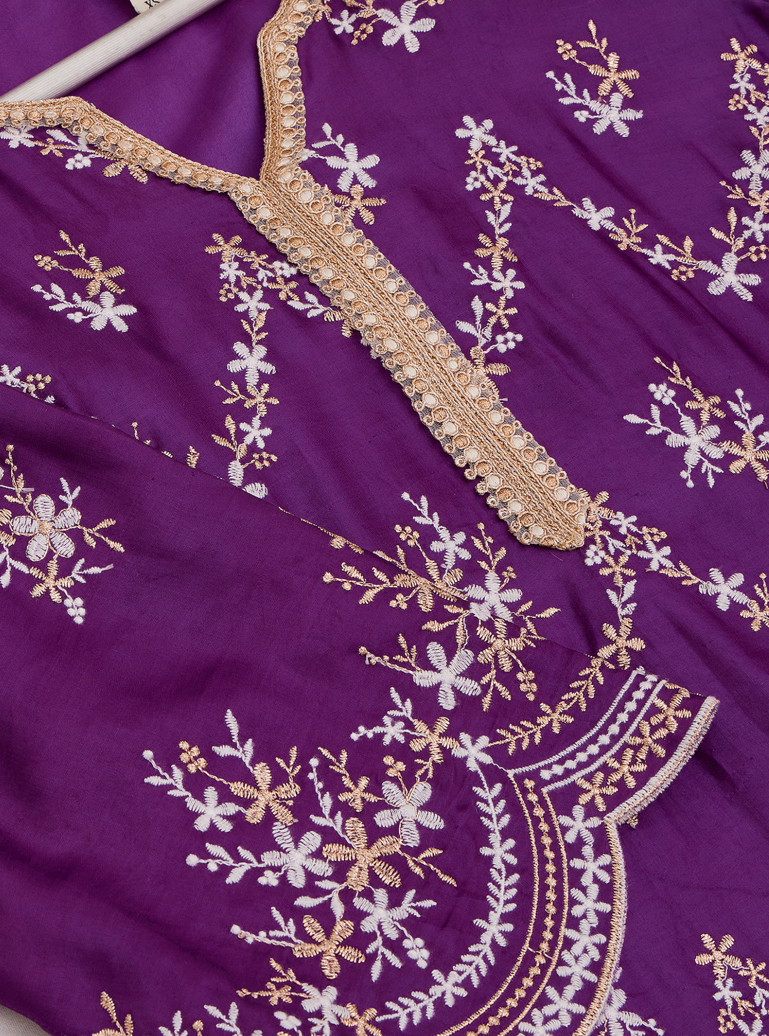 Mulmul Cupro Valaya Purple Kurta with Mulmul Cupro Valaya Purple Pant