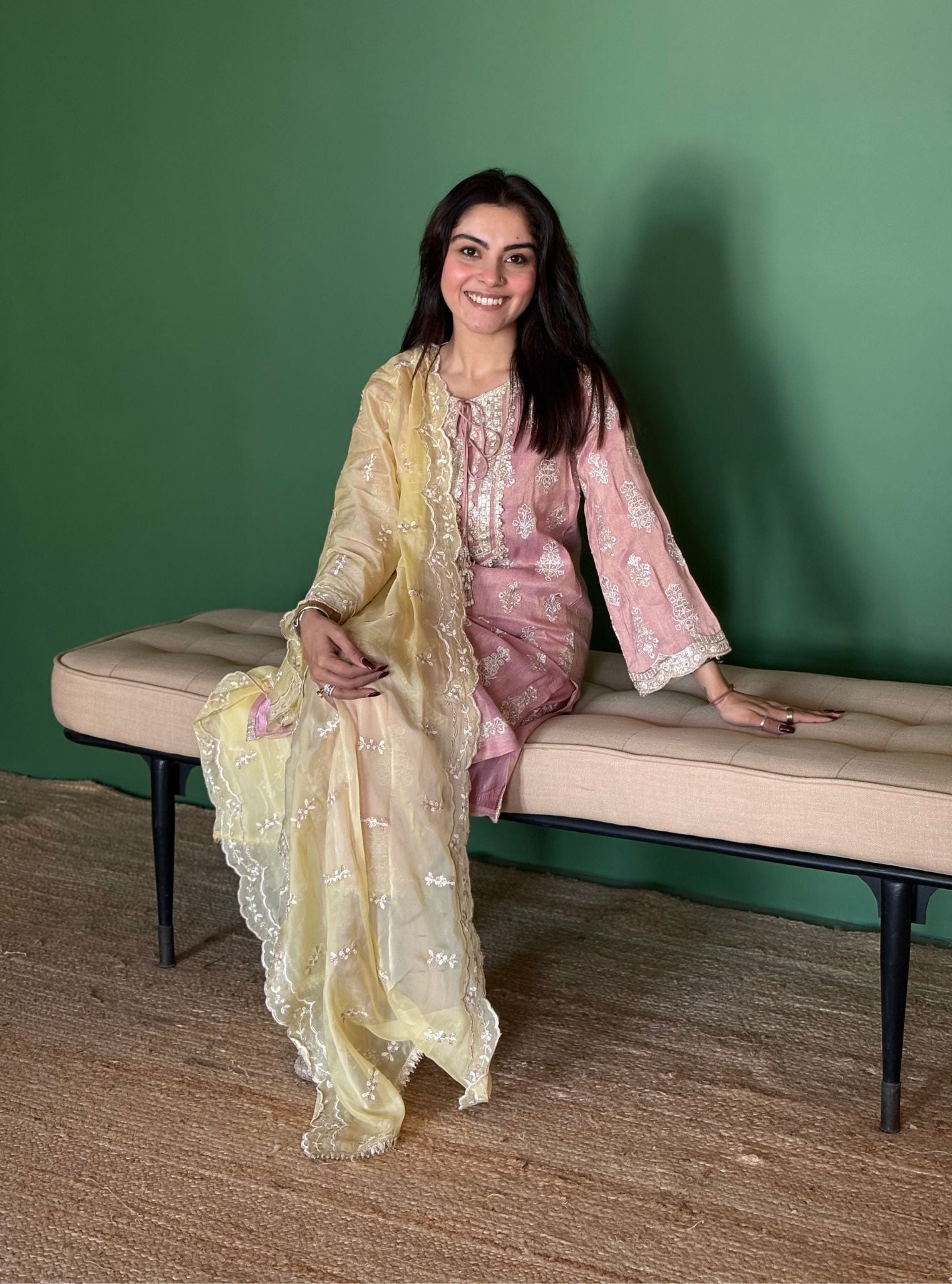 Intira Tissue Pink Kurta Set