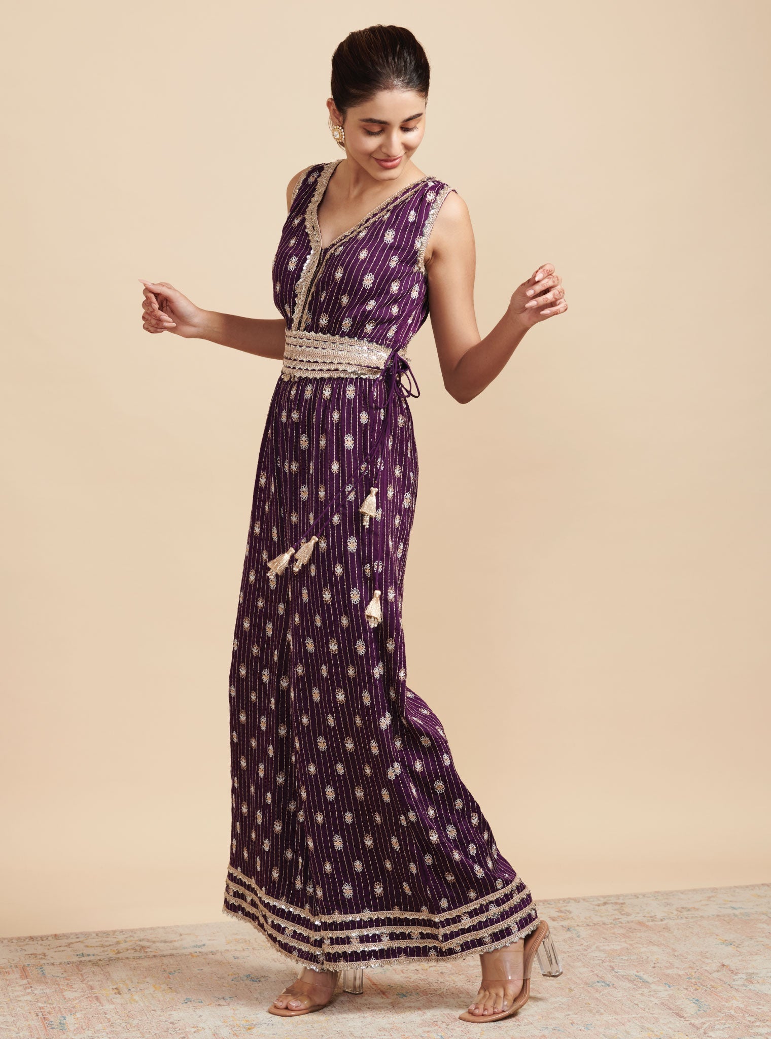 Mulmul Silk Raabta Purple Jumpsuit