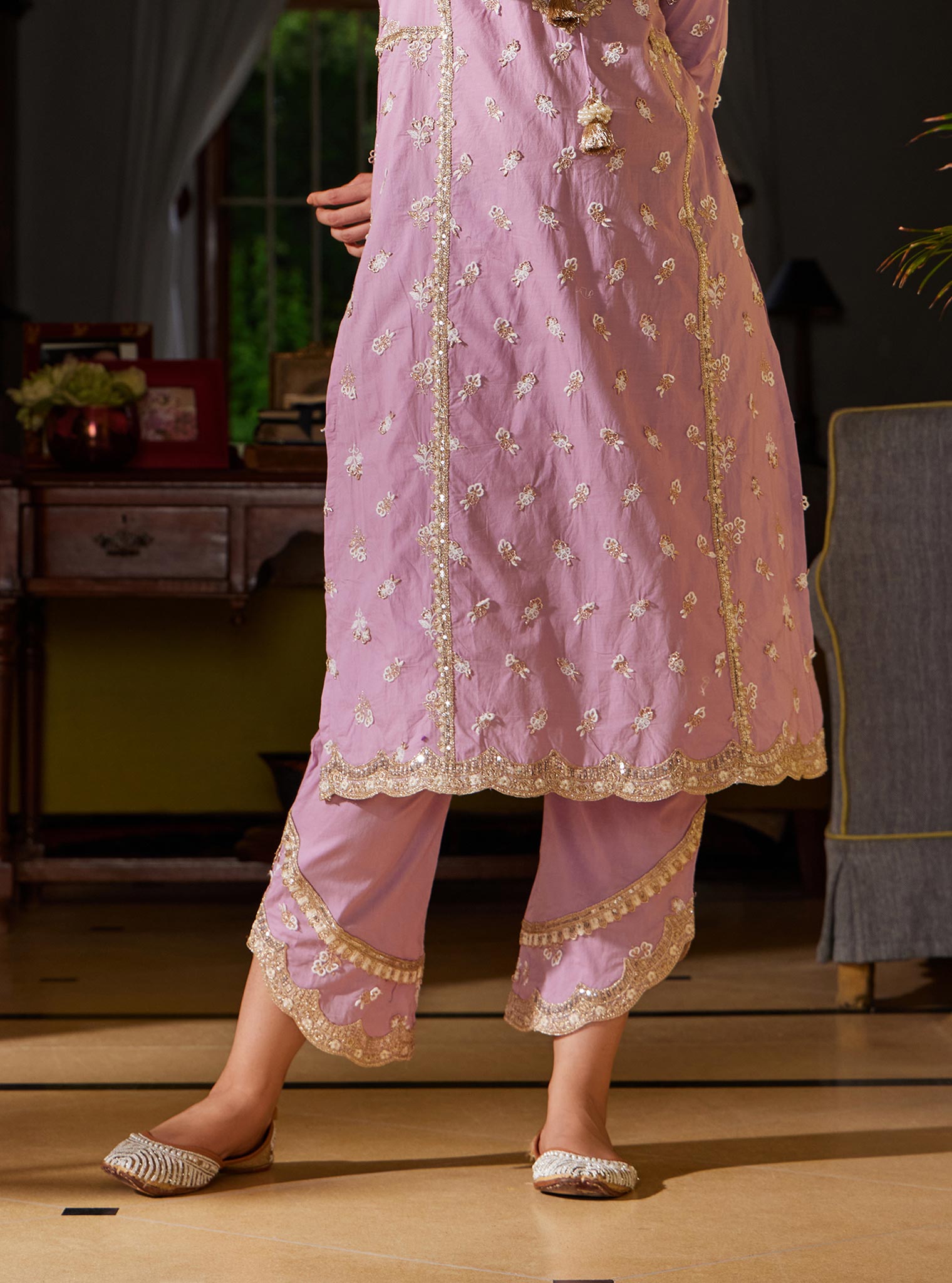 Mulmul Supima Cotton Adah Lilac Kurta