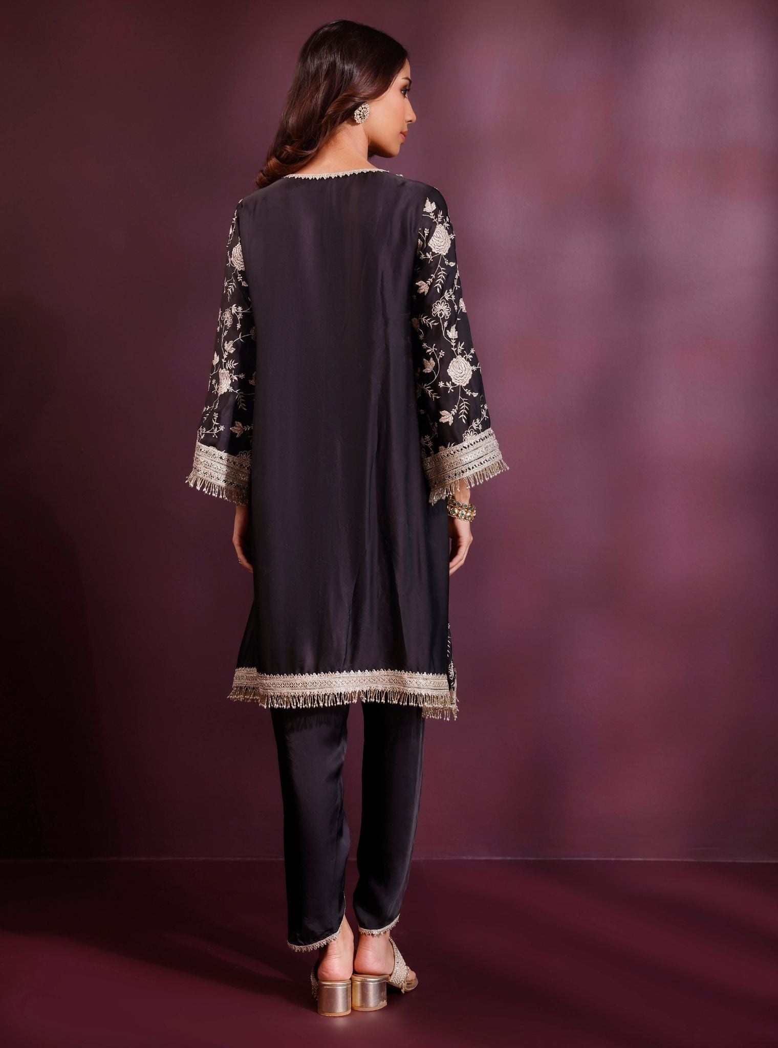 Sanae Cupro Satin Black Kurta Set