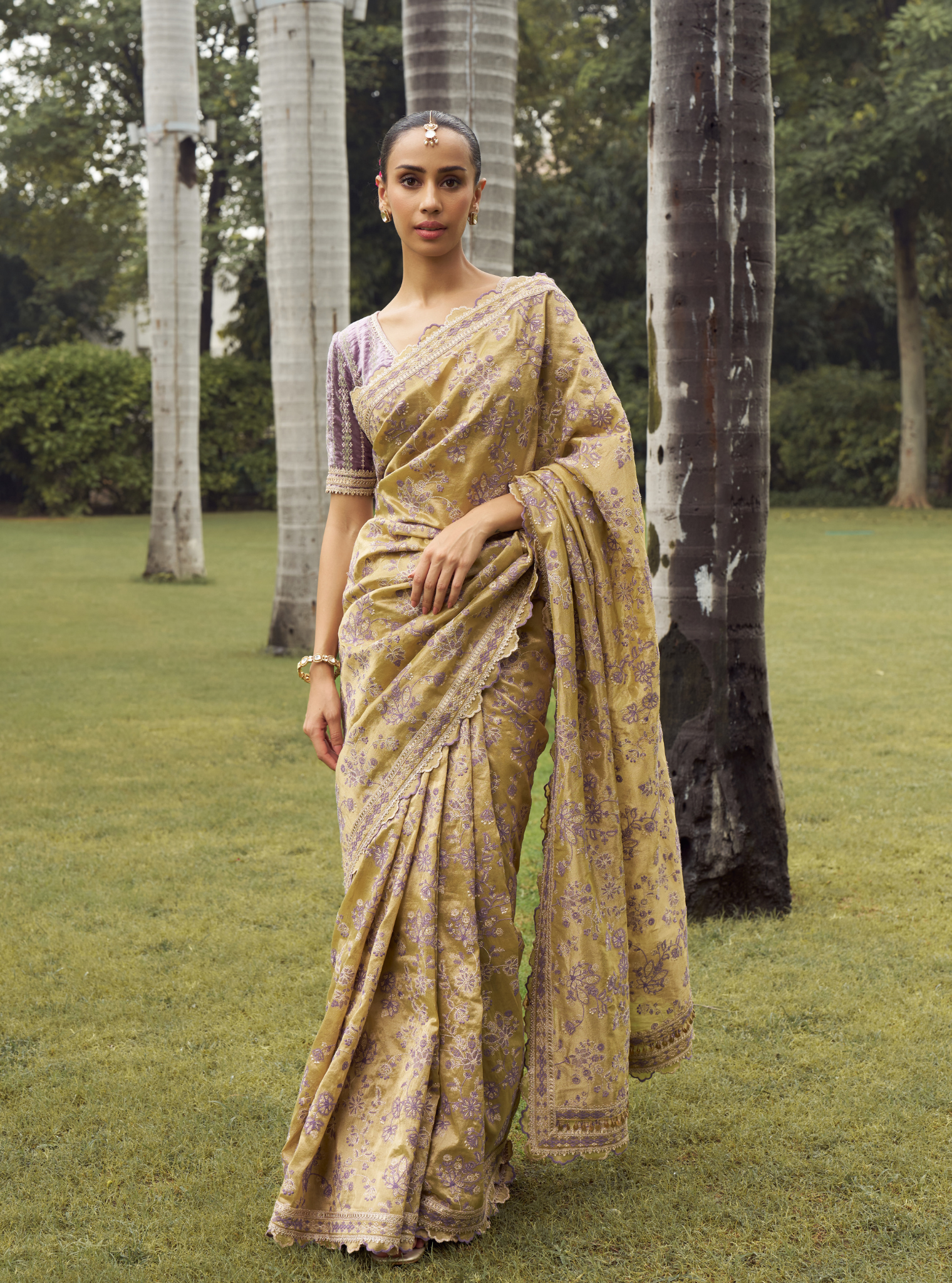 Gulal Tissue Pista Green Saree