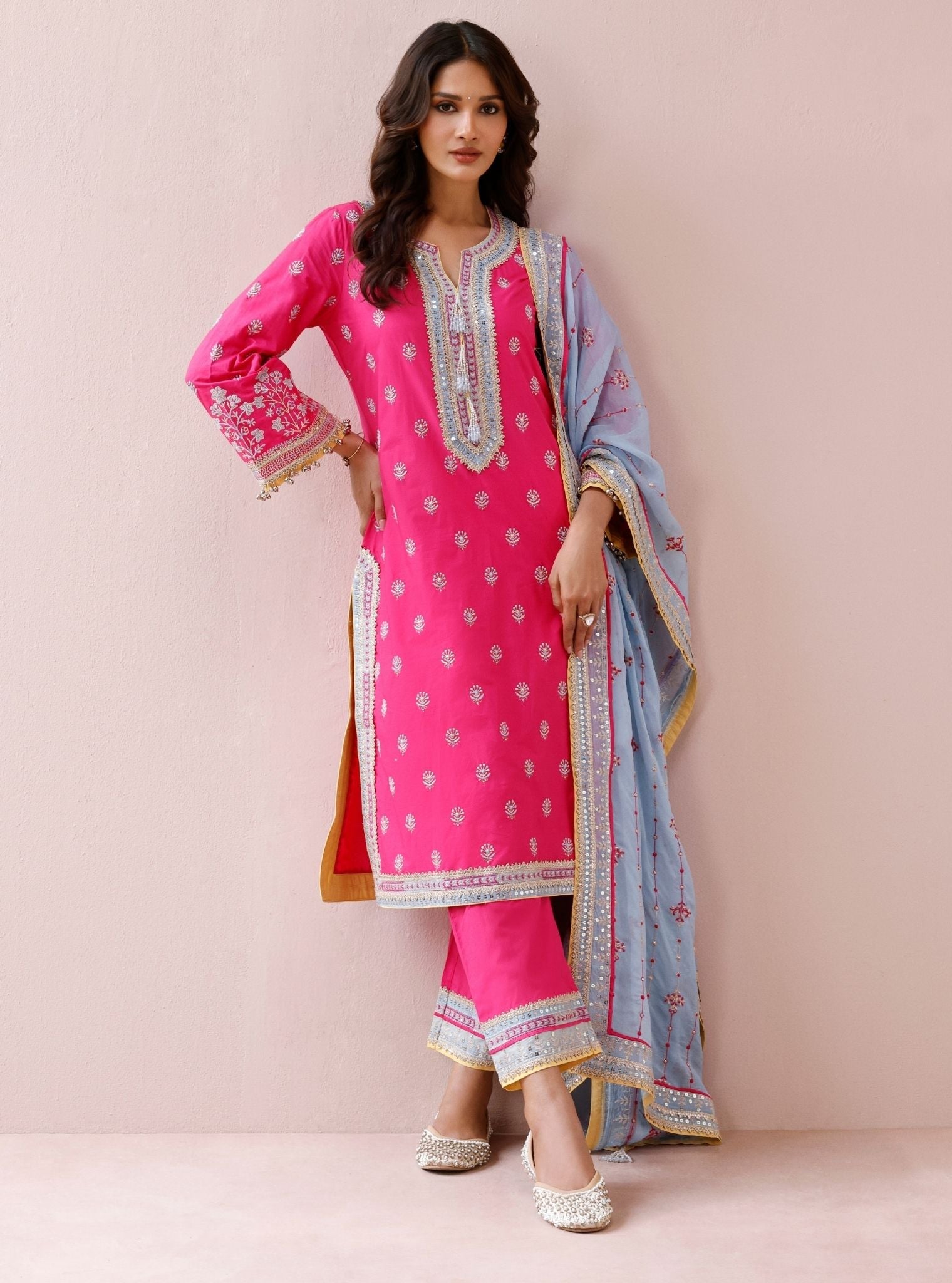 Misa Supima Cotton Fuchsia Kurta Set