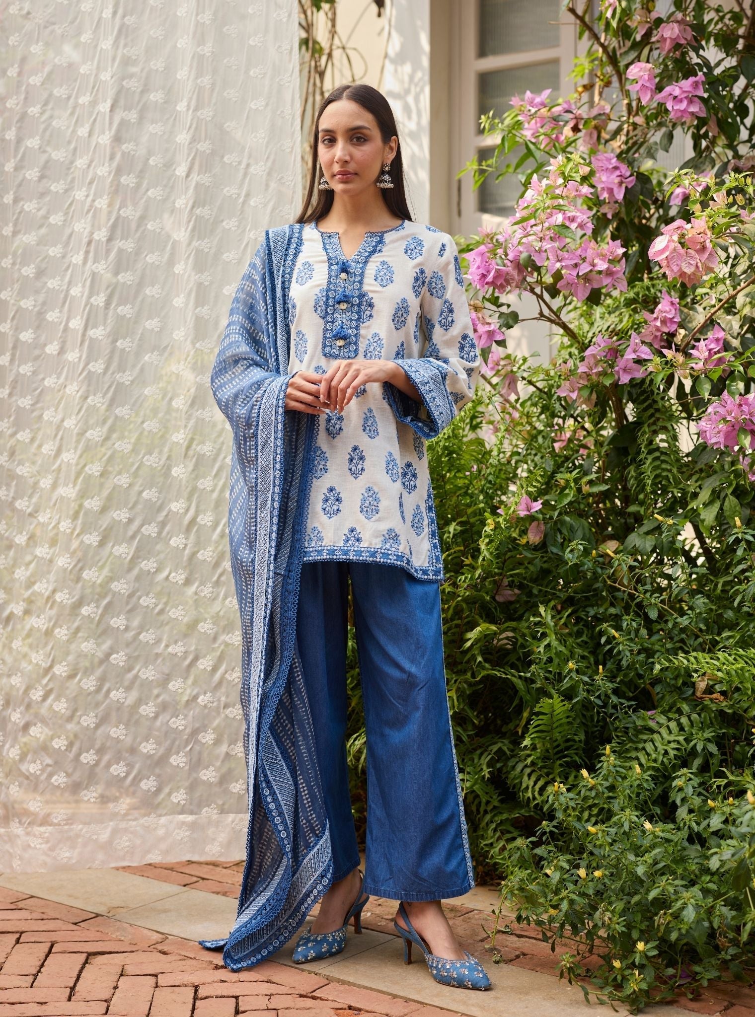 Rano Linen Off White Kurta Set