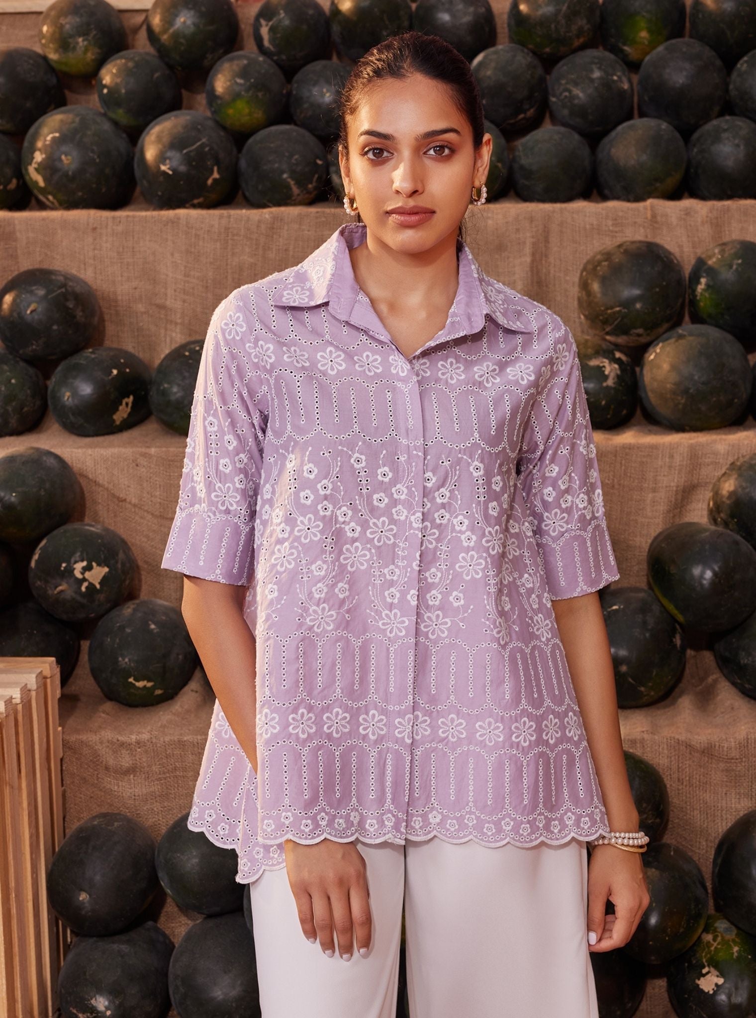 Mulmul Cotton Erica Lilac Shirt