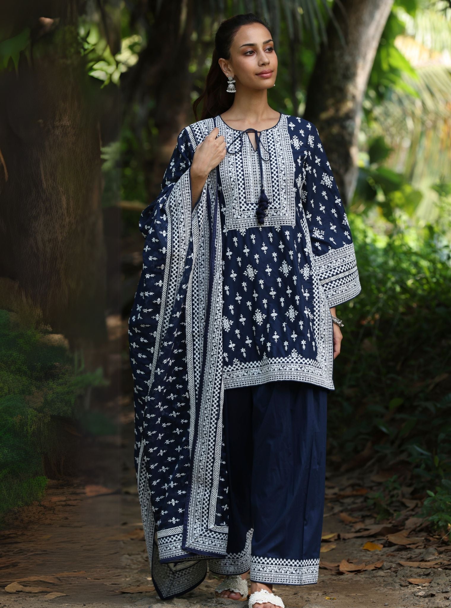 Sree Supima Cotton Navy Kurta With Farshi Salwar
