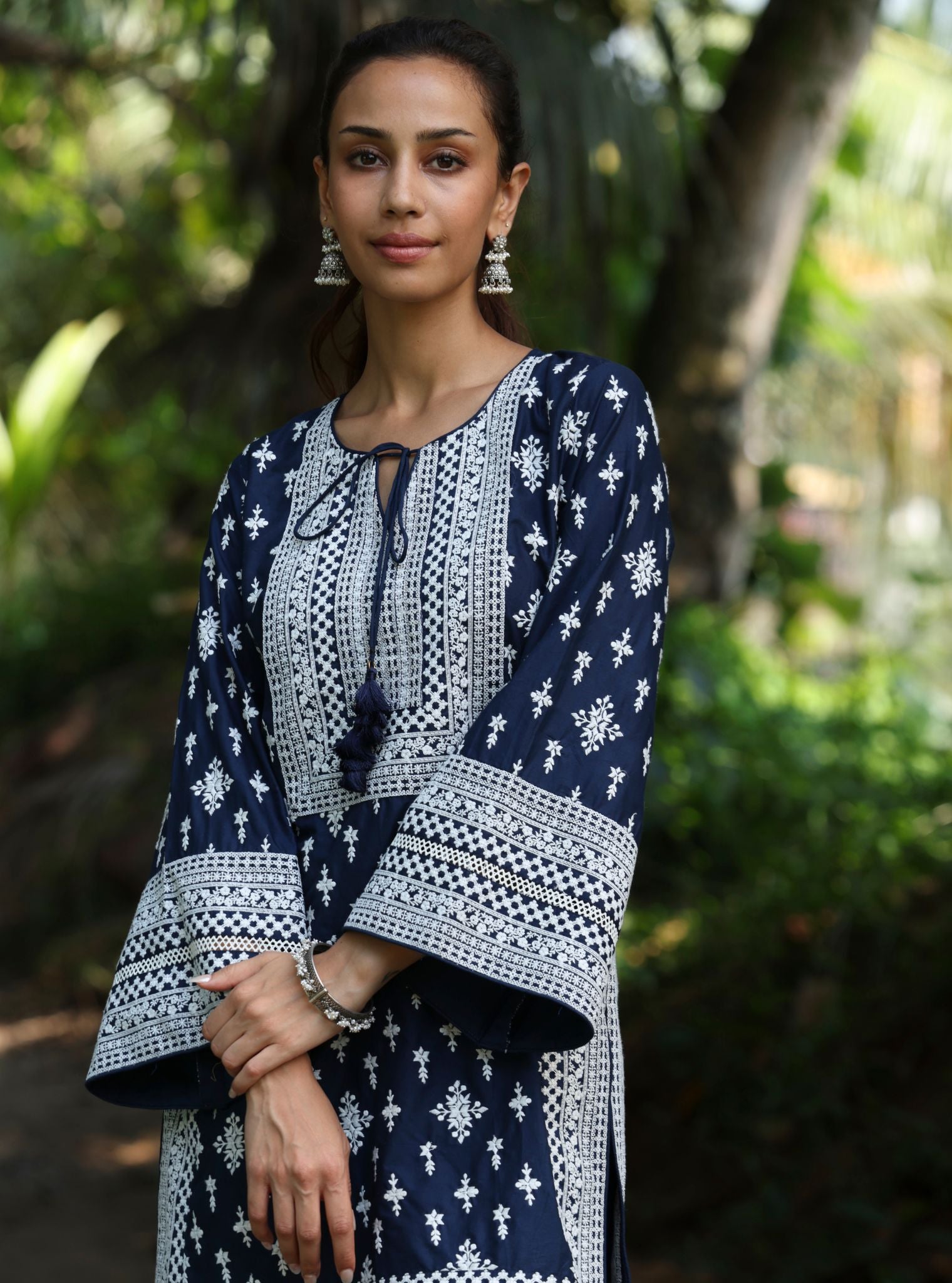 Sree Supima Cotton Navy Kurta With Farshi Salwar