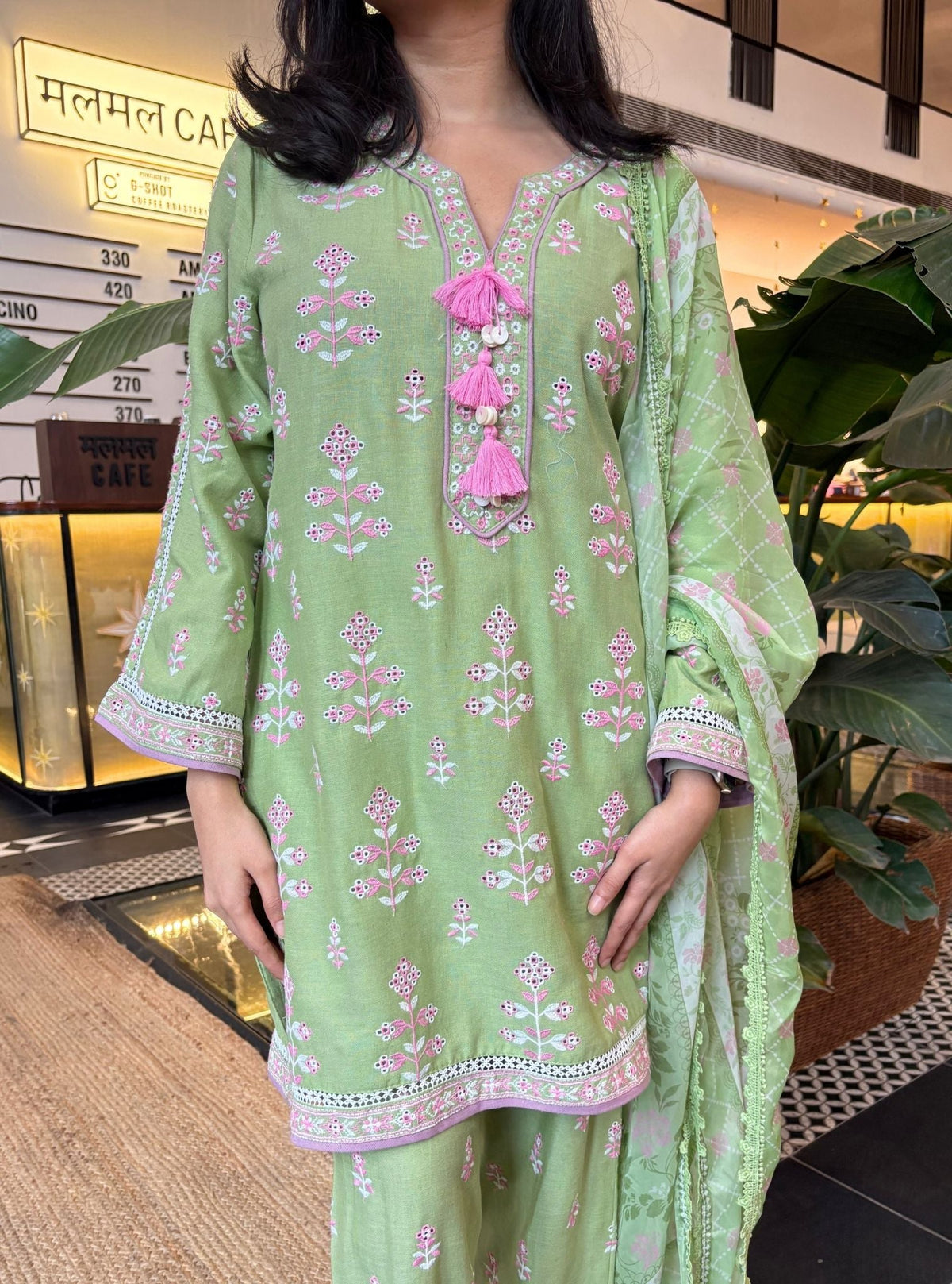 Zano Linen Green Kurta Set