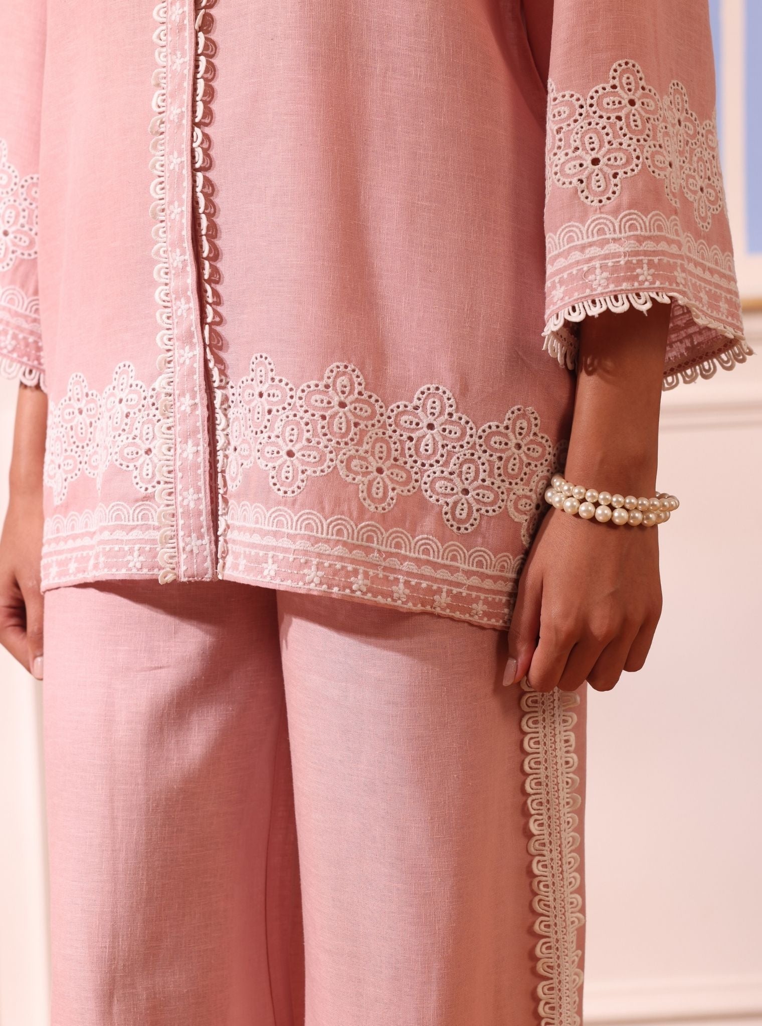 Mulmul Linen Ragnar Pink Shirt With Mulmul Linen Ragnar Pink Pant