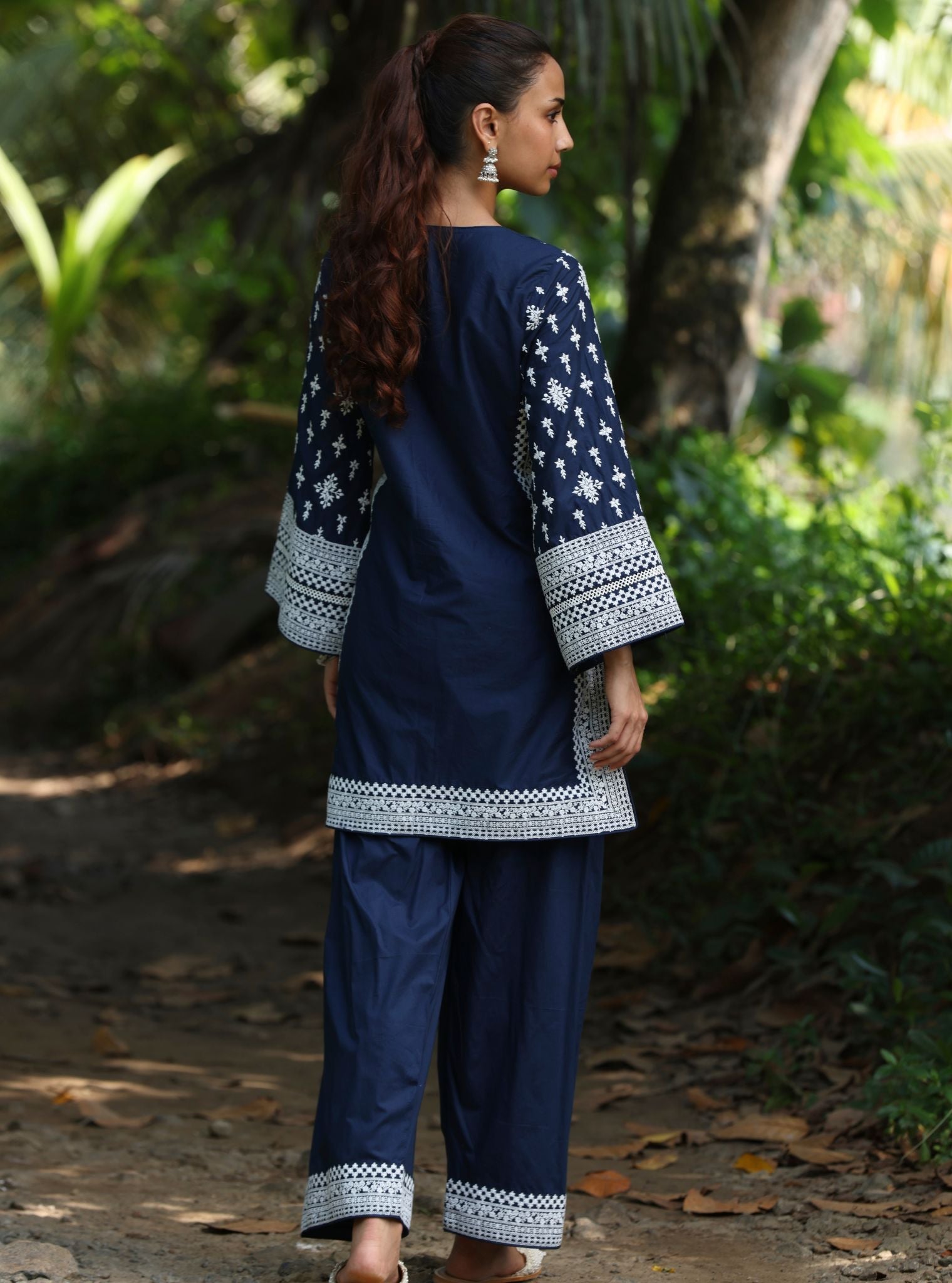 Sree Supima Cotton Navy Kurta With Farshi Salwar