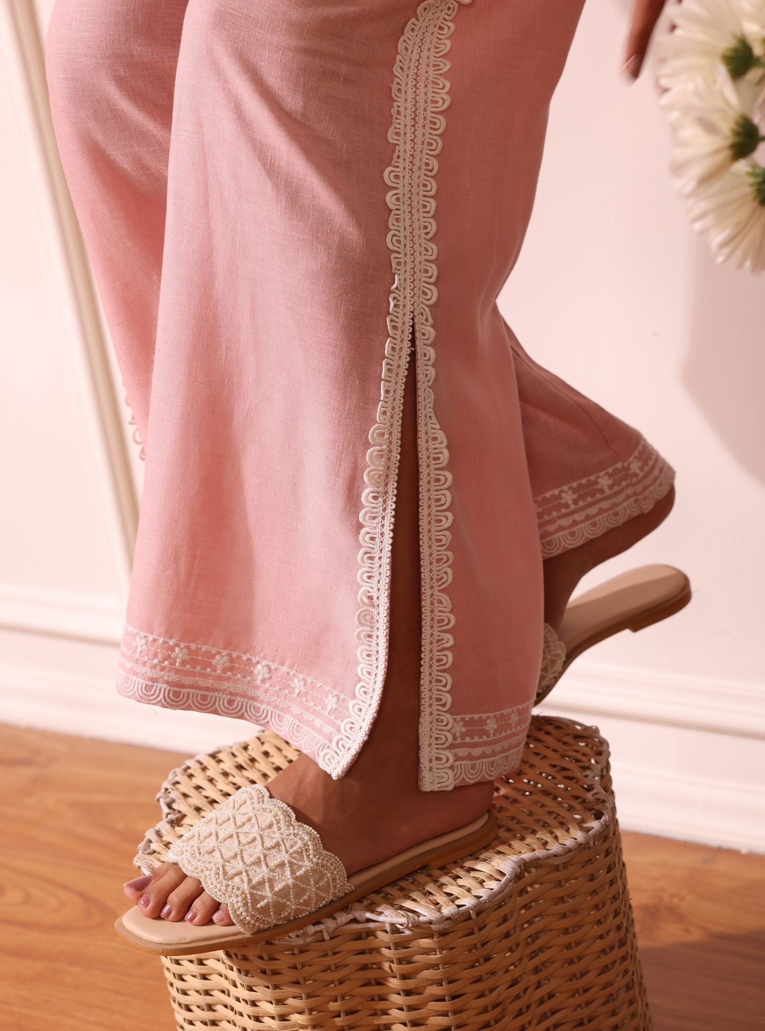 Mulmul Linen Ragnar Pink Shirt With Mulmul Linen Ragnar Pink Pant