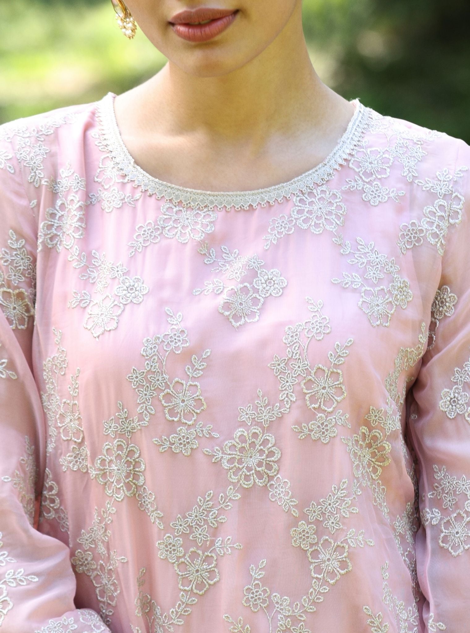 Milan Organza Onion Pink Top Set