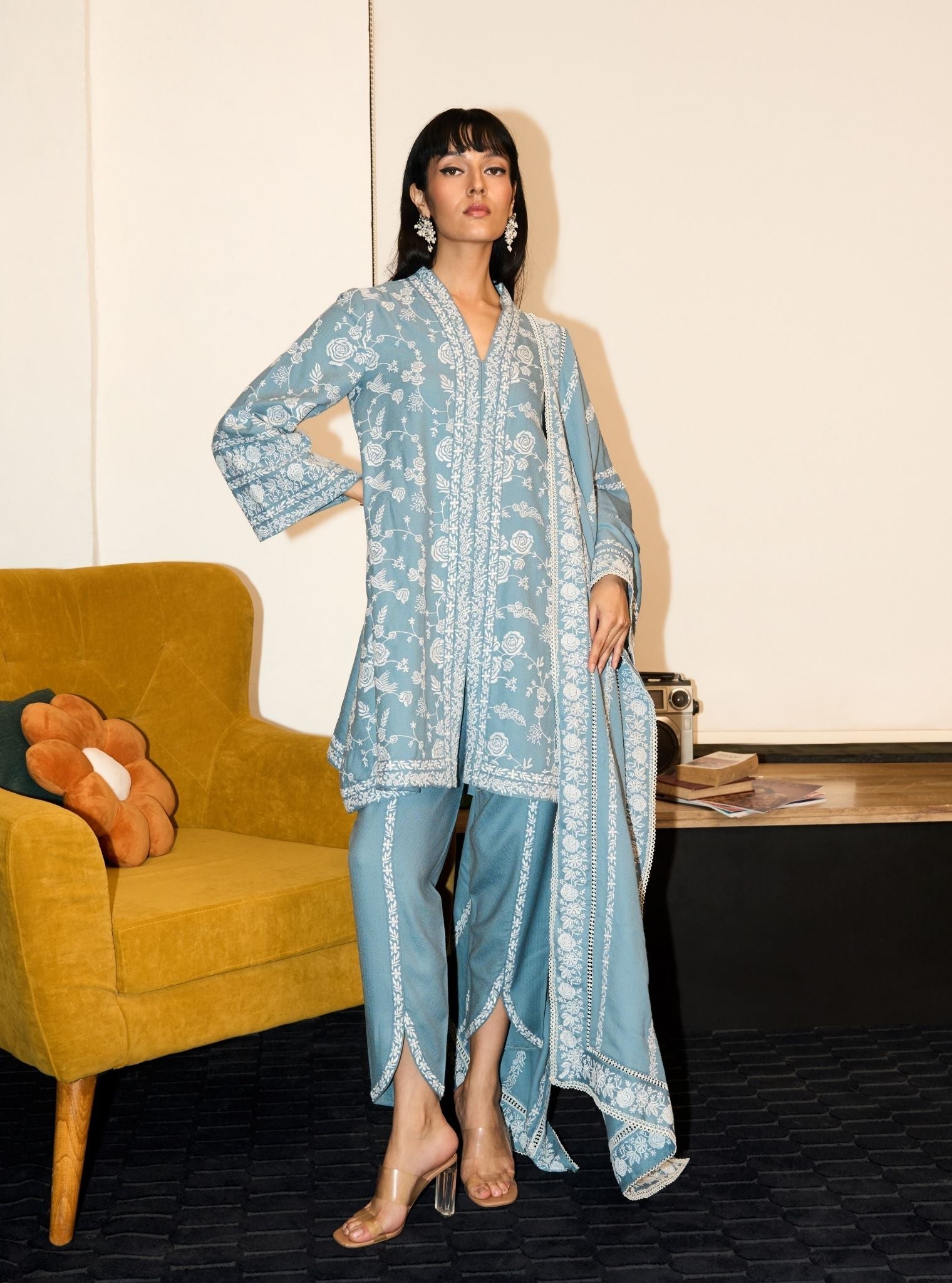 Greta Wool Light Blue Kurta Set