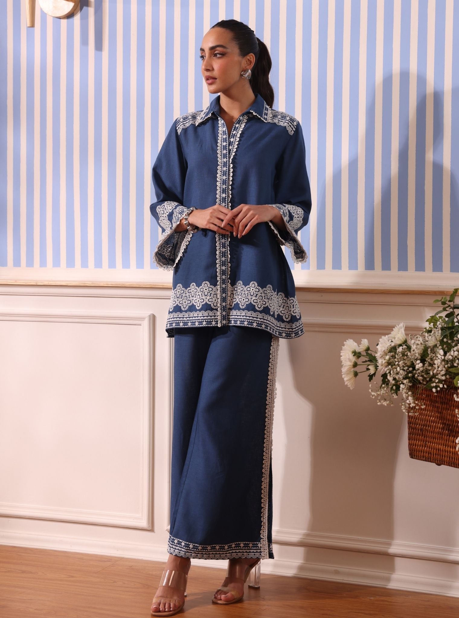 Mulmul Linen Ragnar Navy Shirt With Mulmul Linen Ragnar Navy Pant