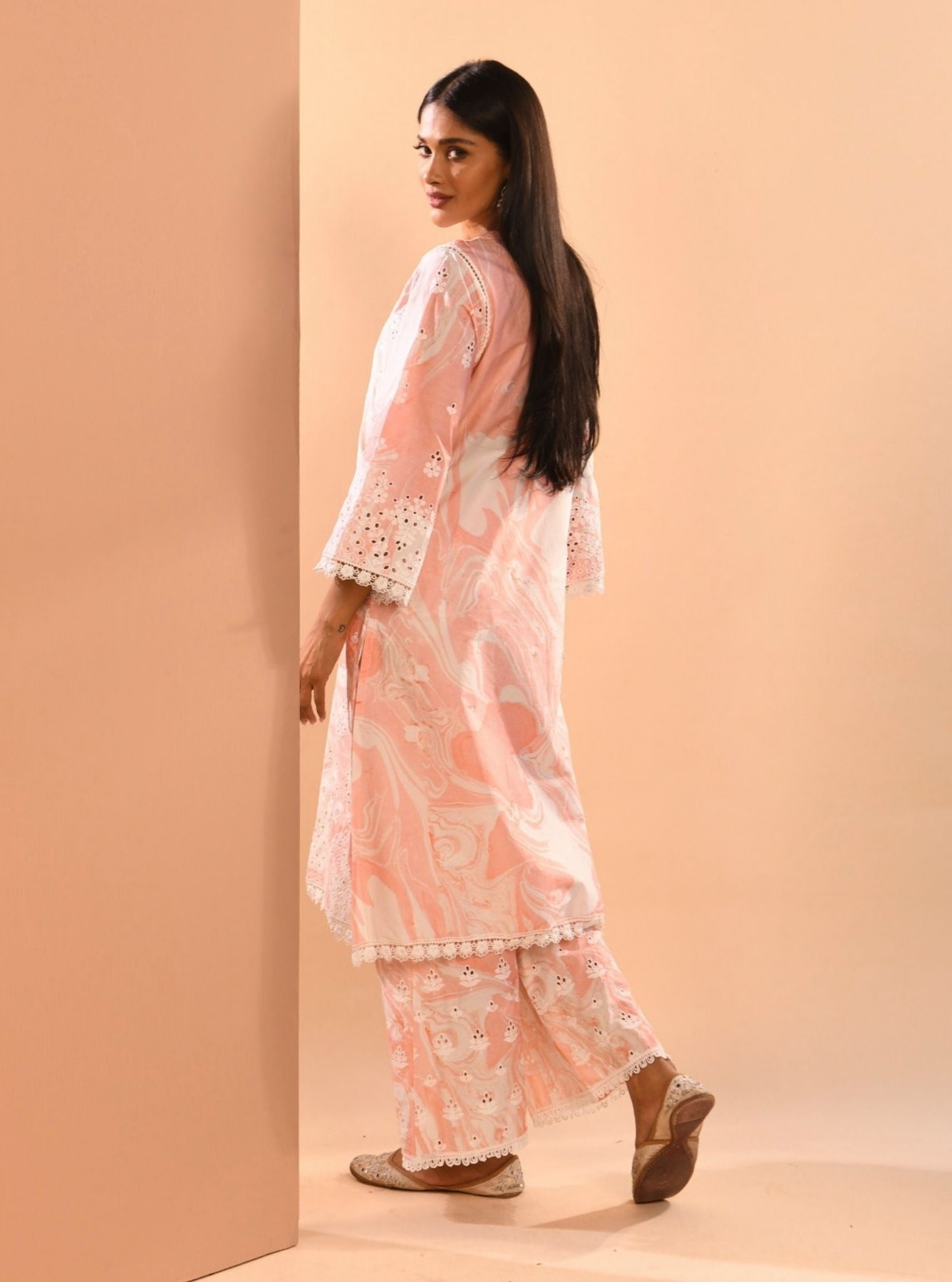 Mulmul Supima Cotton Marble Opal Pink Pant