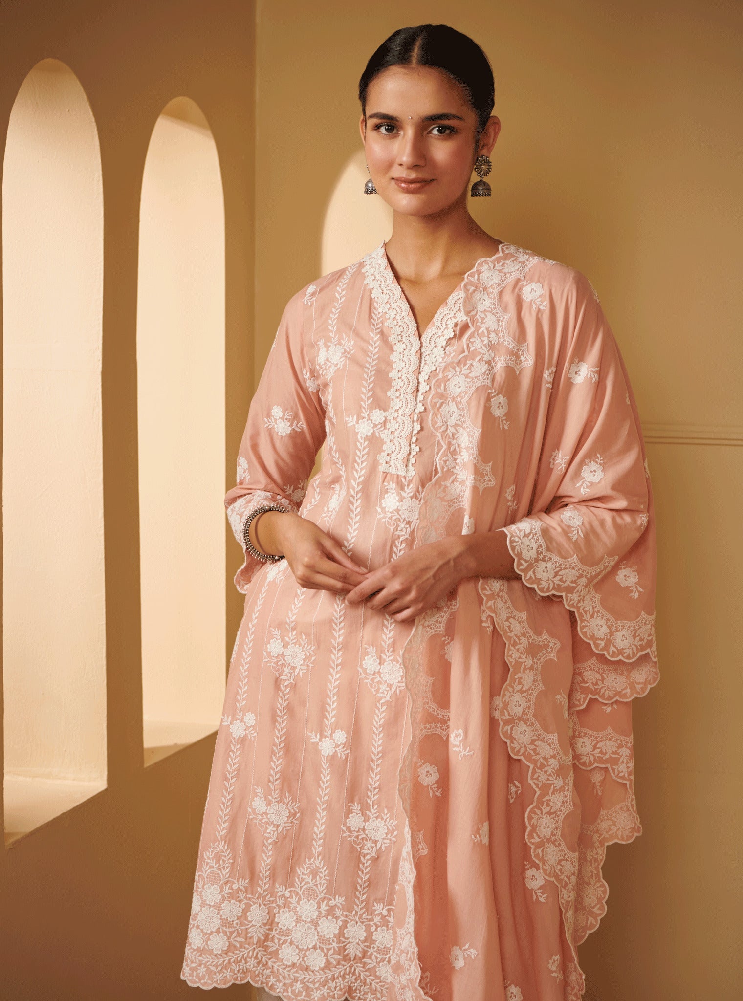 Dhansiri Supima Cotton Beige Kurta Set