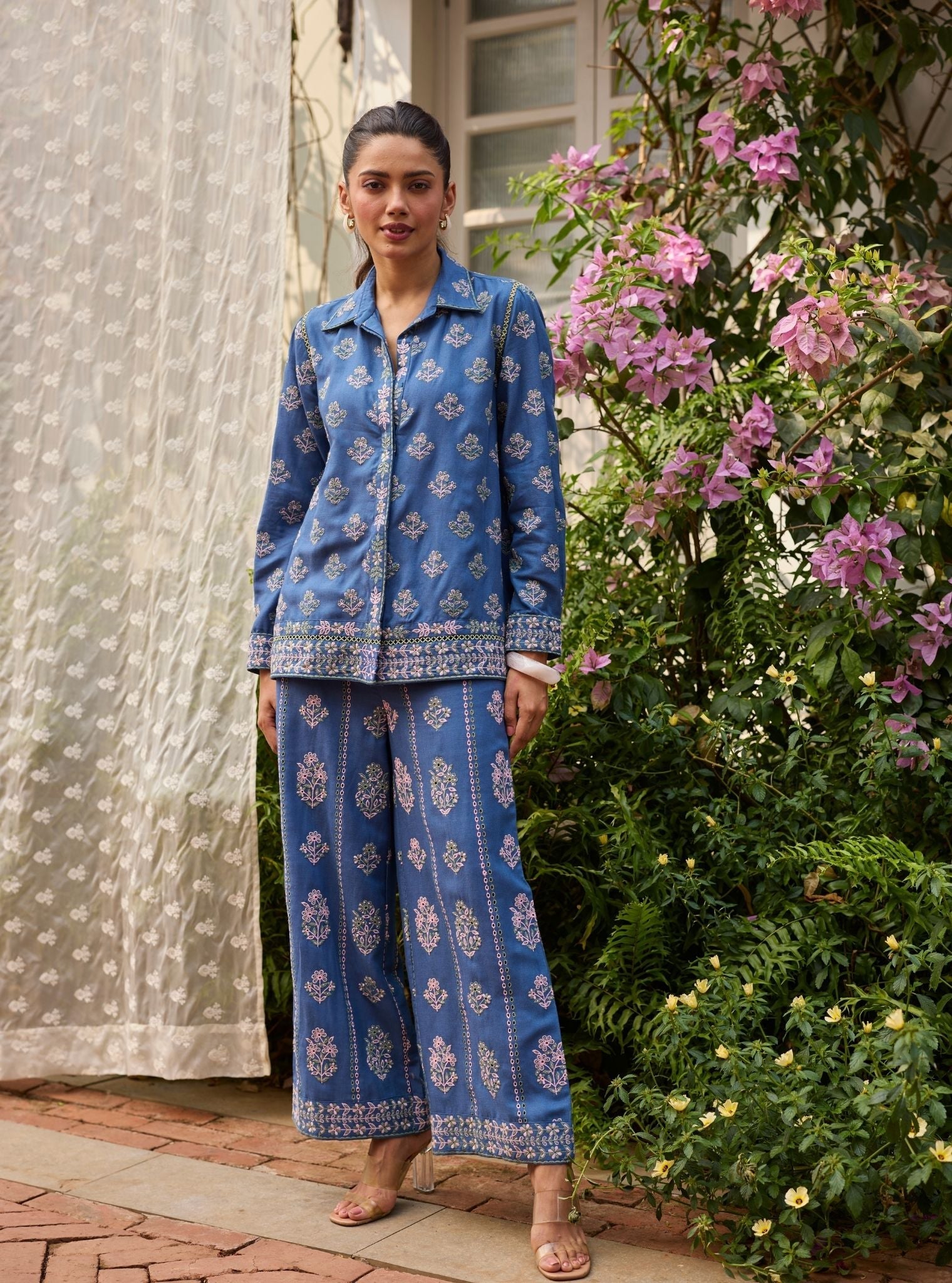 Vaani Linen Steel Blue Co-Ord Set