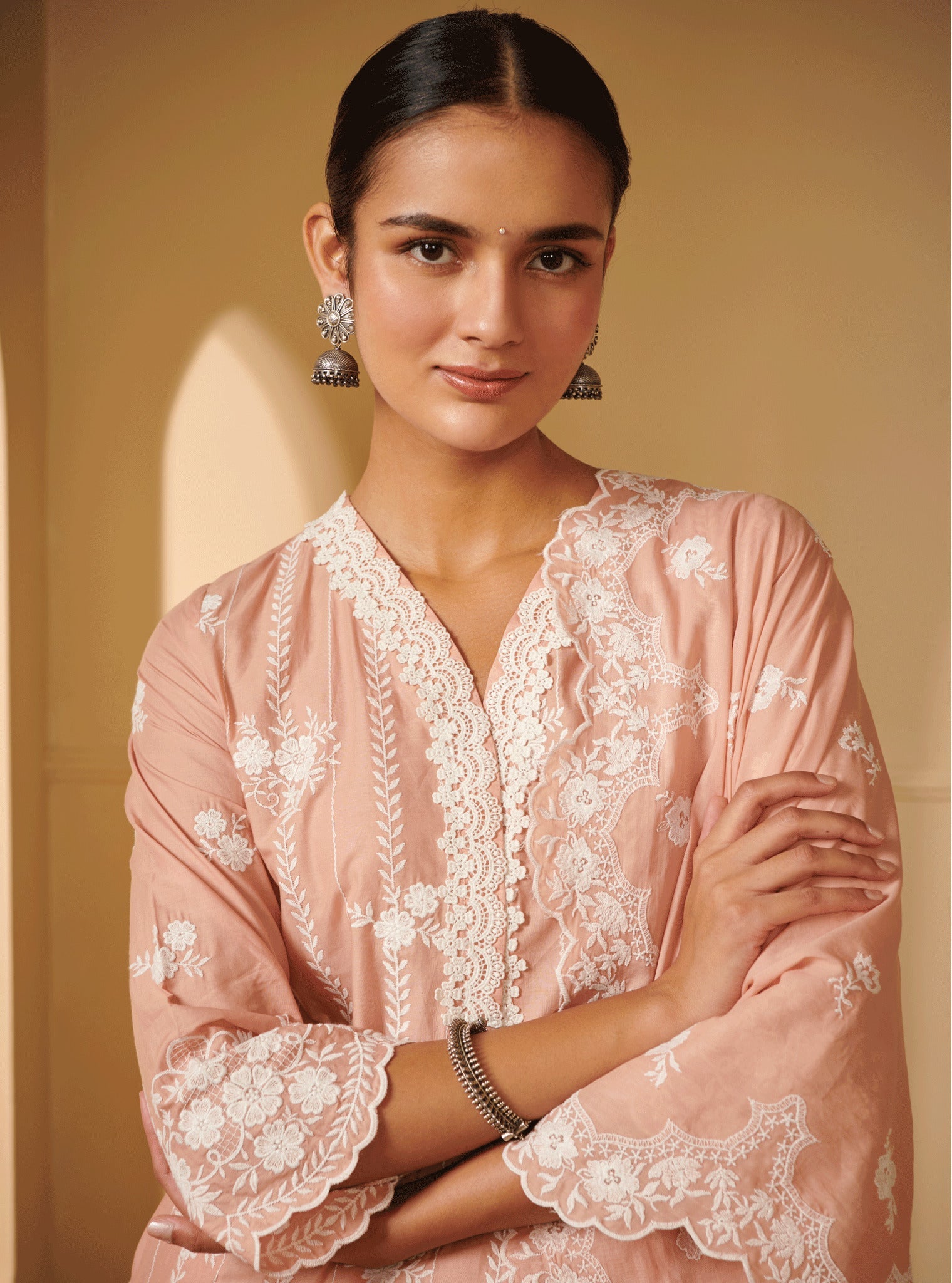 Dhansiri Supima Cotton Beige Kurta Set