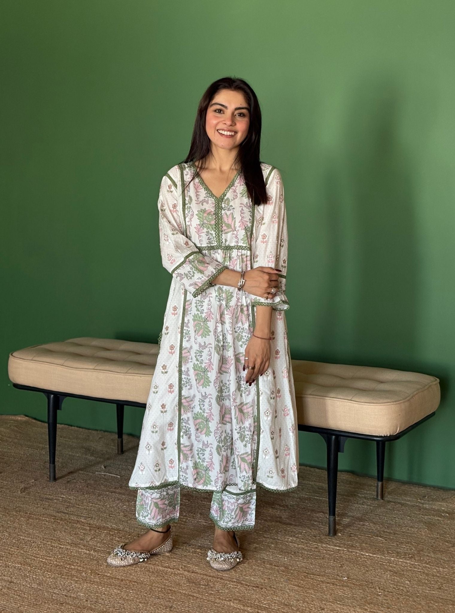 Kalina Supima Cotton Green Kurta Set