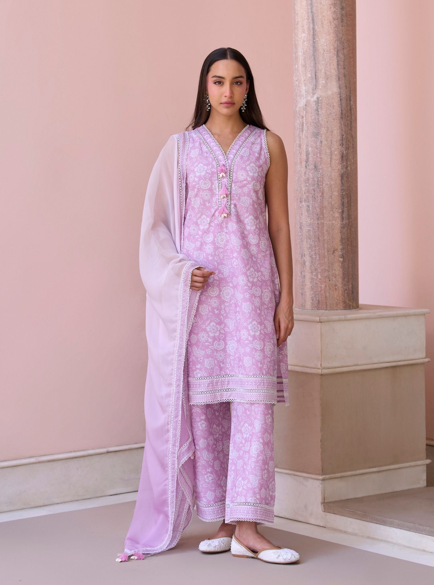Aubriet Lilac Mulmul Supima Cotton Kurta & Pant Set