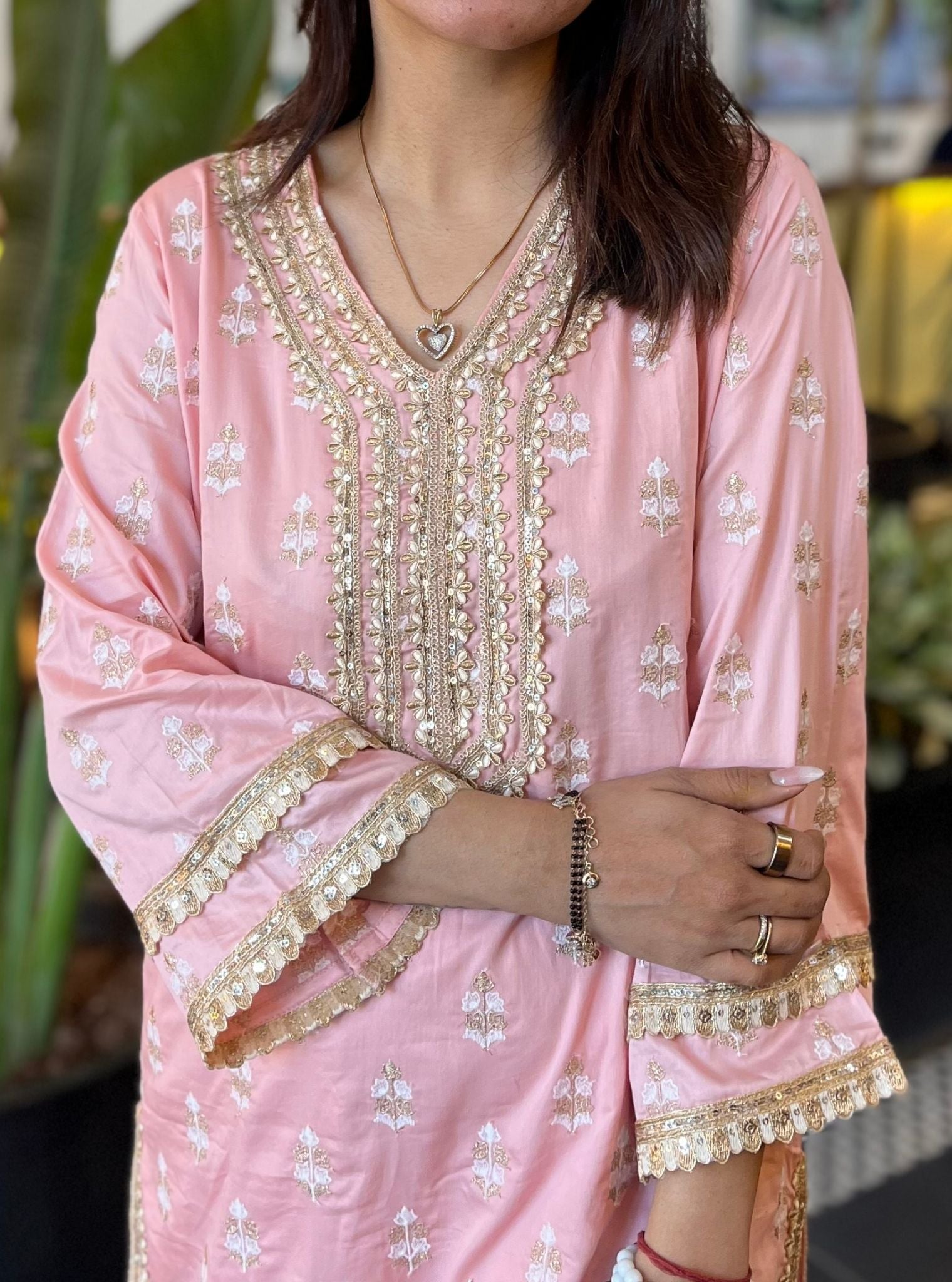 Mulmul Pima Sama Pink Kurta with Mulmul Pima Sama Pink Pant