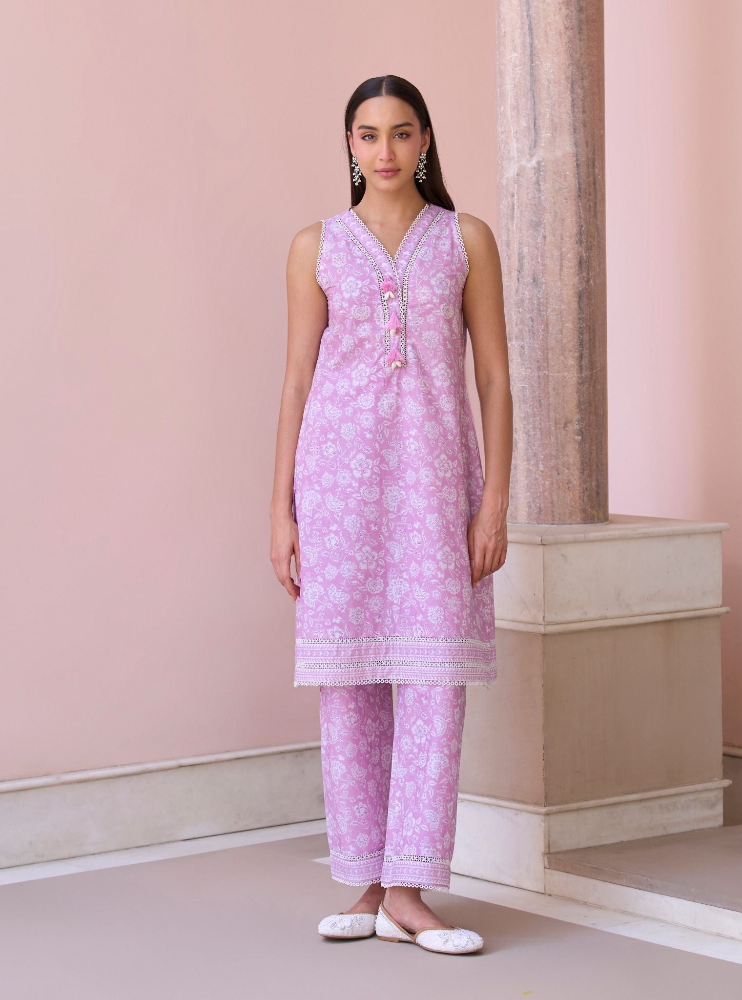 Aubriet Lilac Mulmul Supima Cotton Kurta & Pant Set