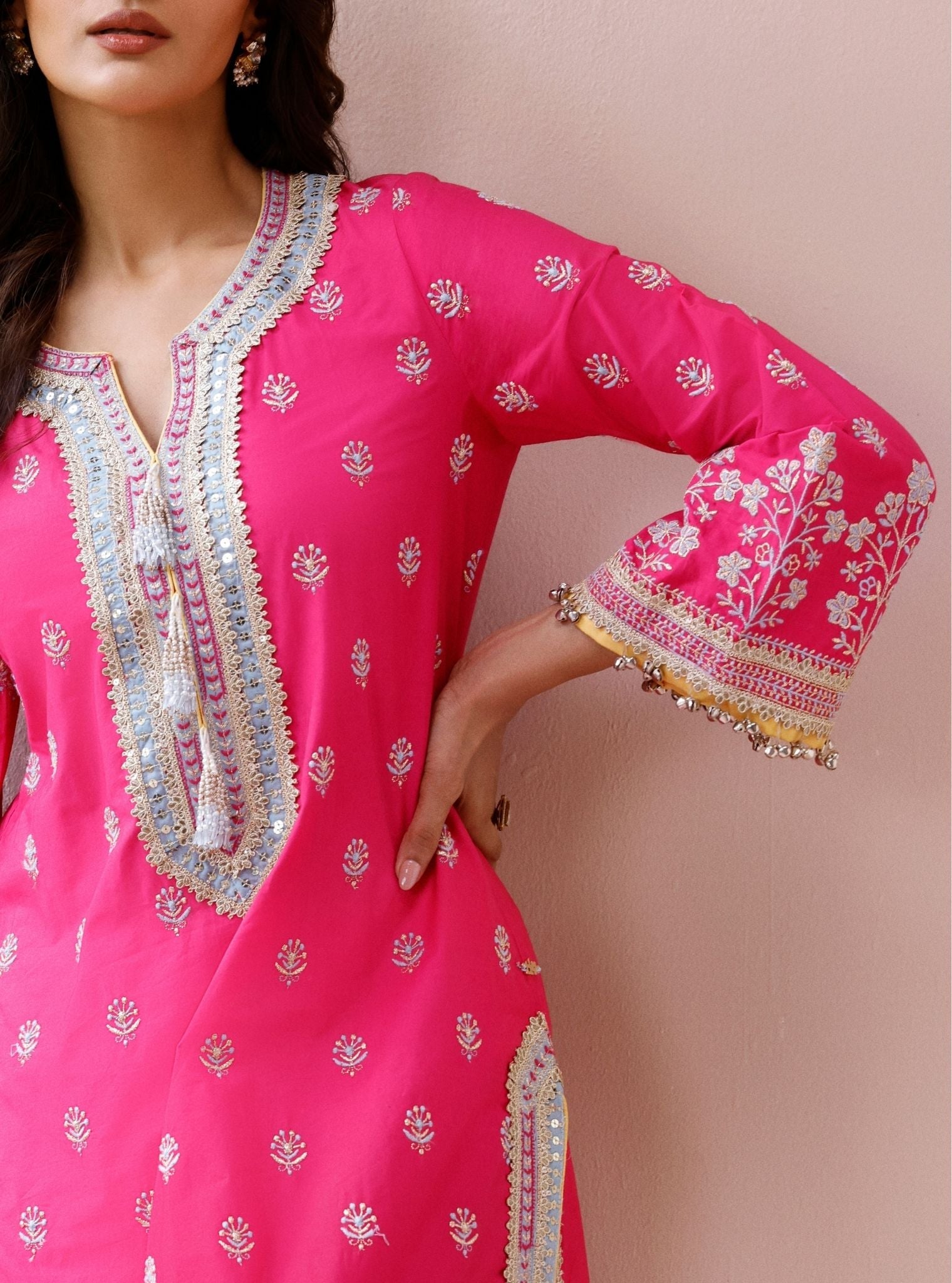 Misa Supima Cotton Fuchsia Kurta Set