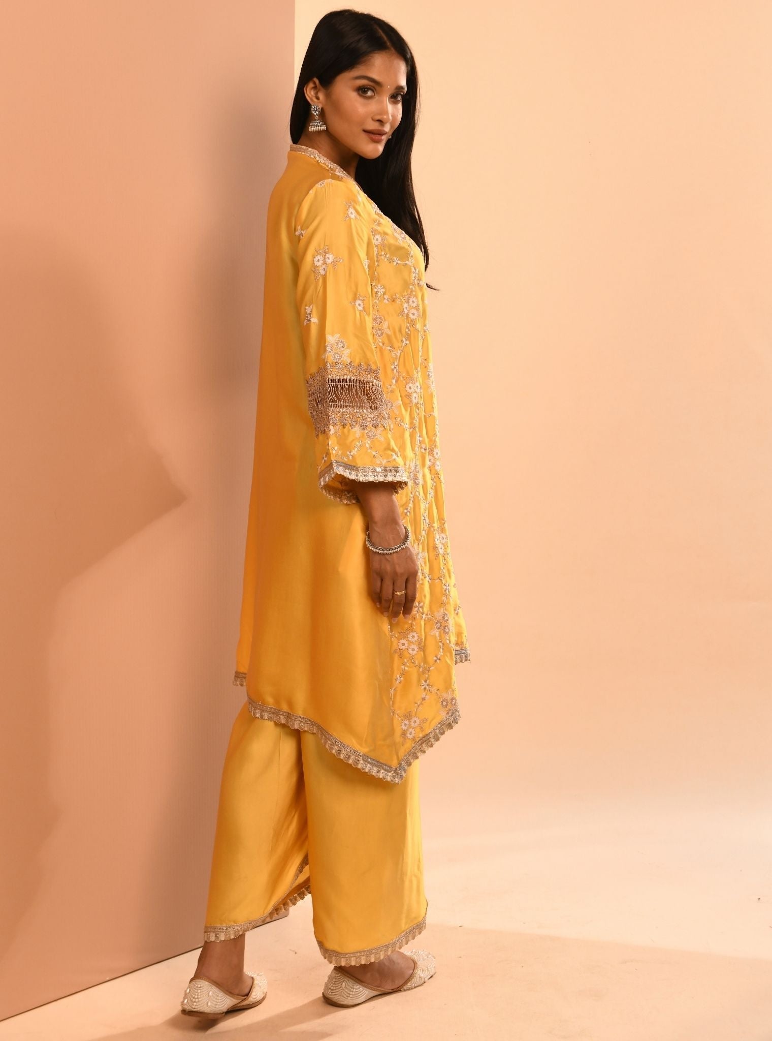 Dvija Cupro Yellow Kurta Set