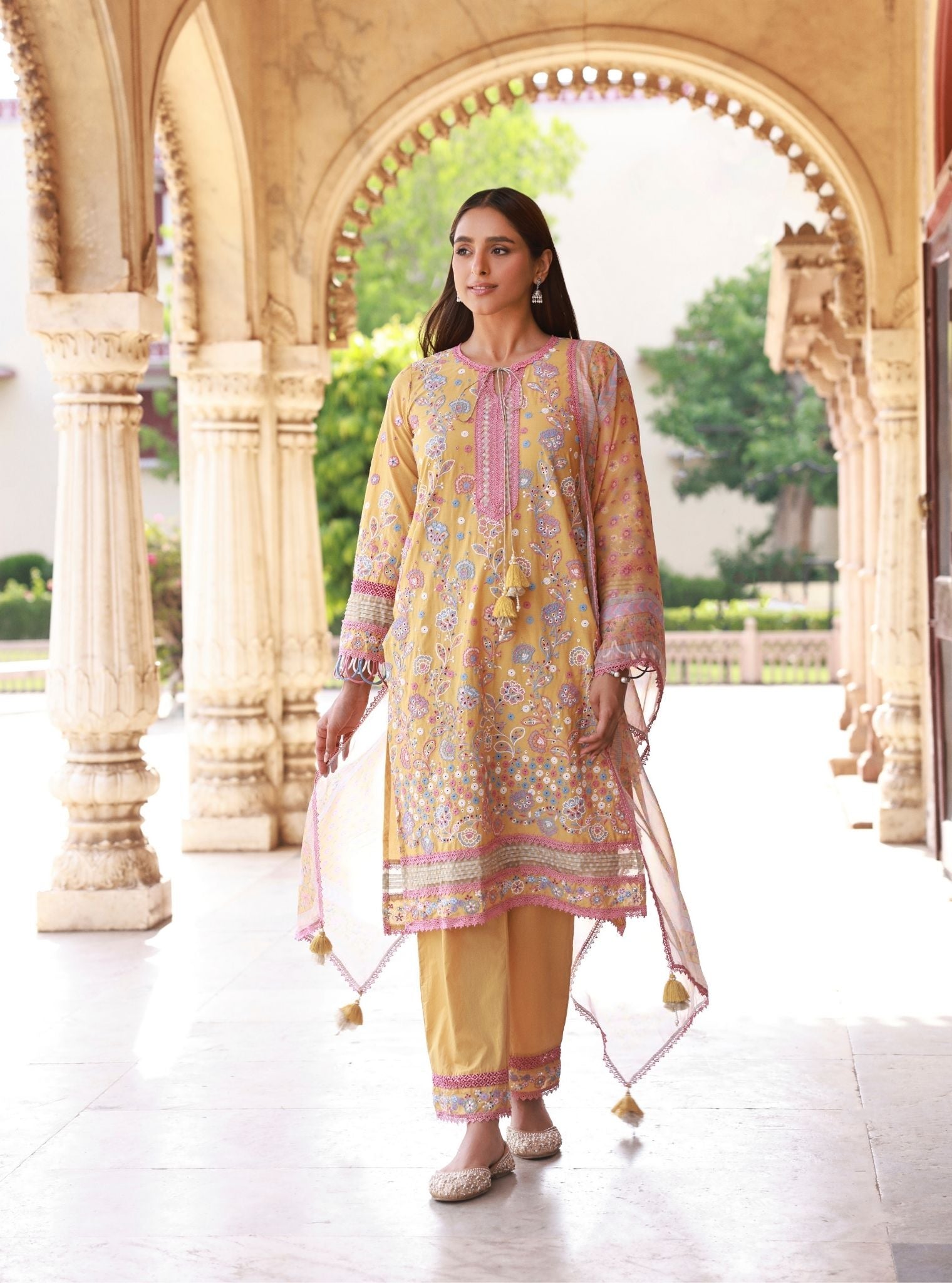 Avarni Supima Cotton Mustard Kurta Set