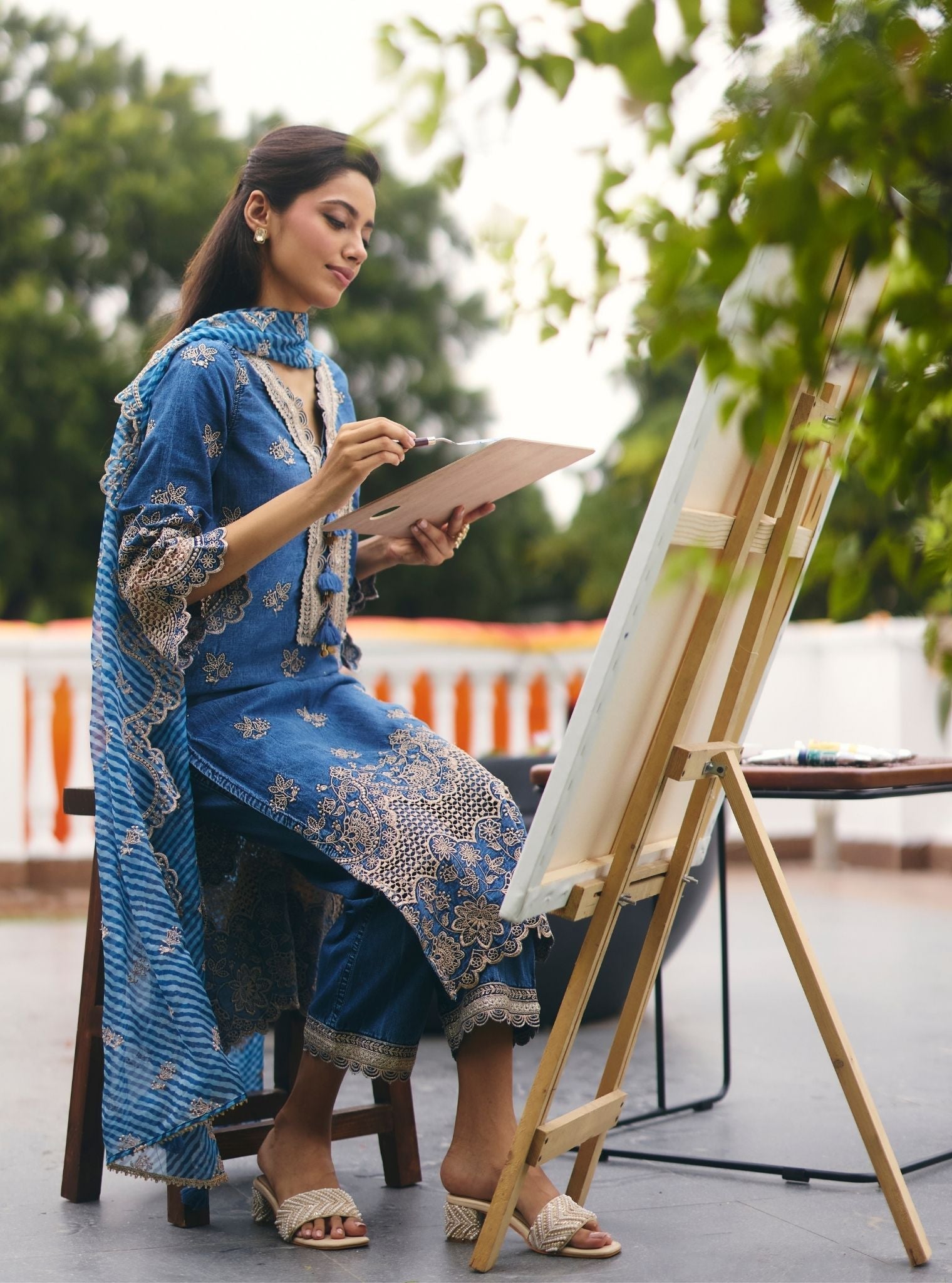 Luri Denim Kurta Set