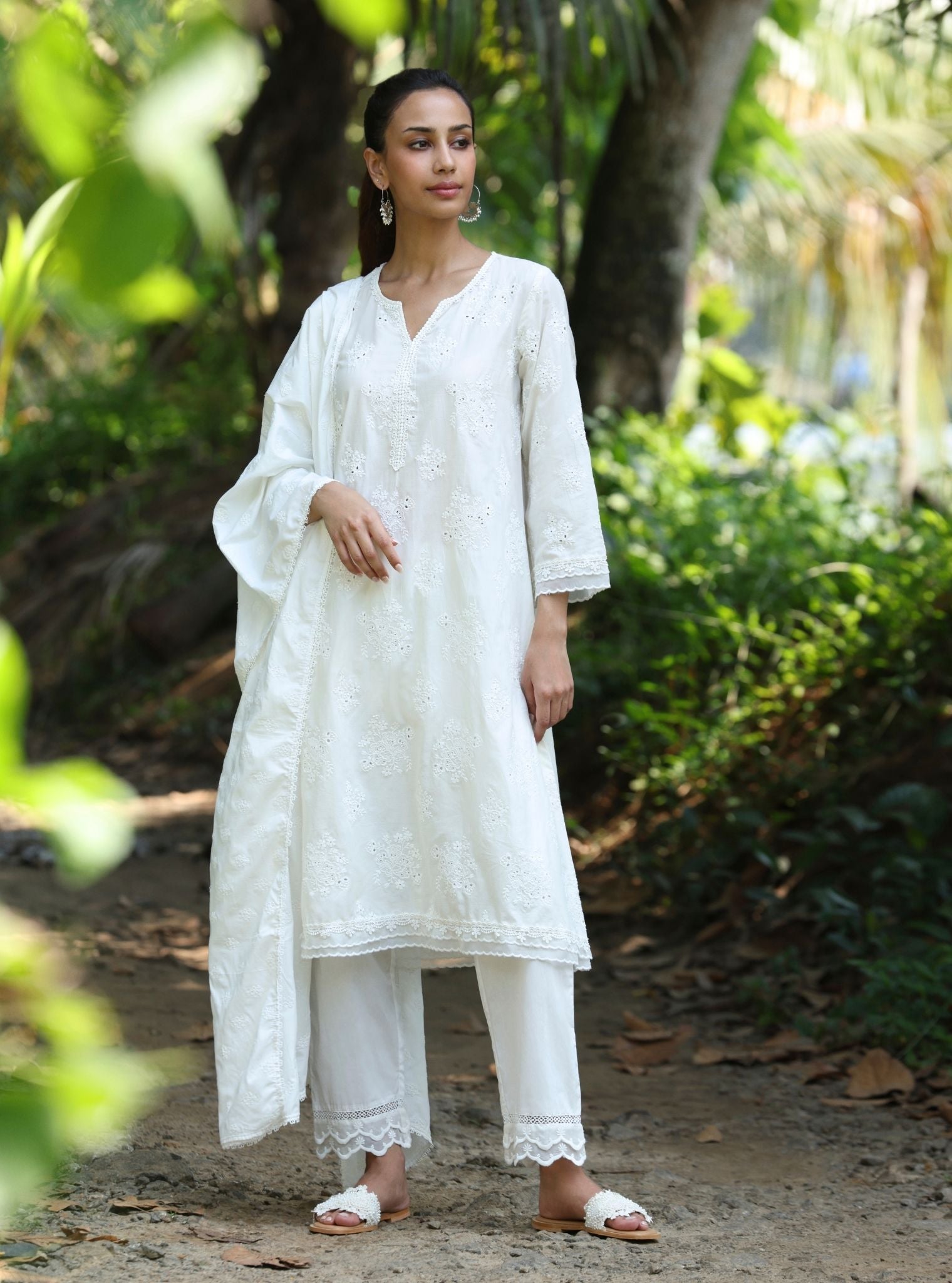 Sira Supima Cotton Stark White Kurta With Yara Pant