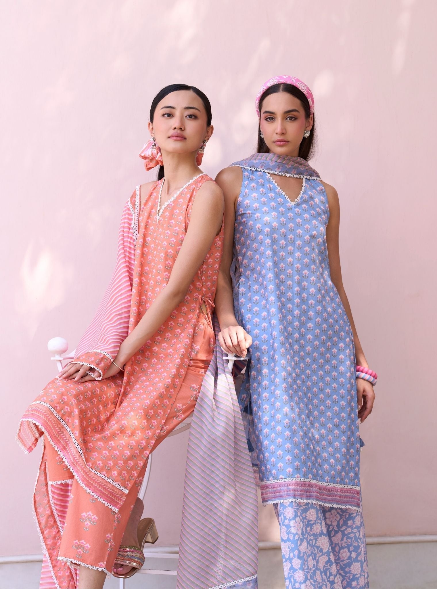 Rajvella Steel Blue Mulmul Supima Cotton Kurta & Pant Set