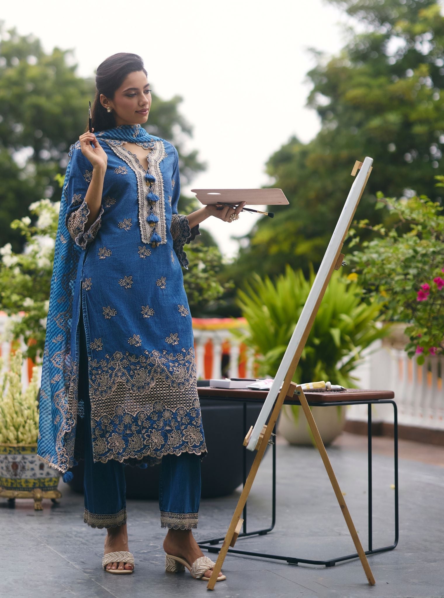 Luri Denim Kurta Set