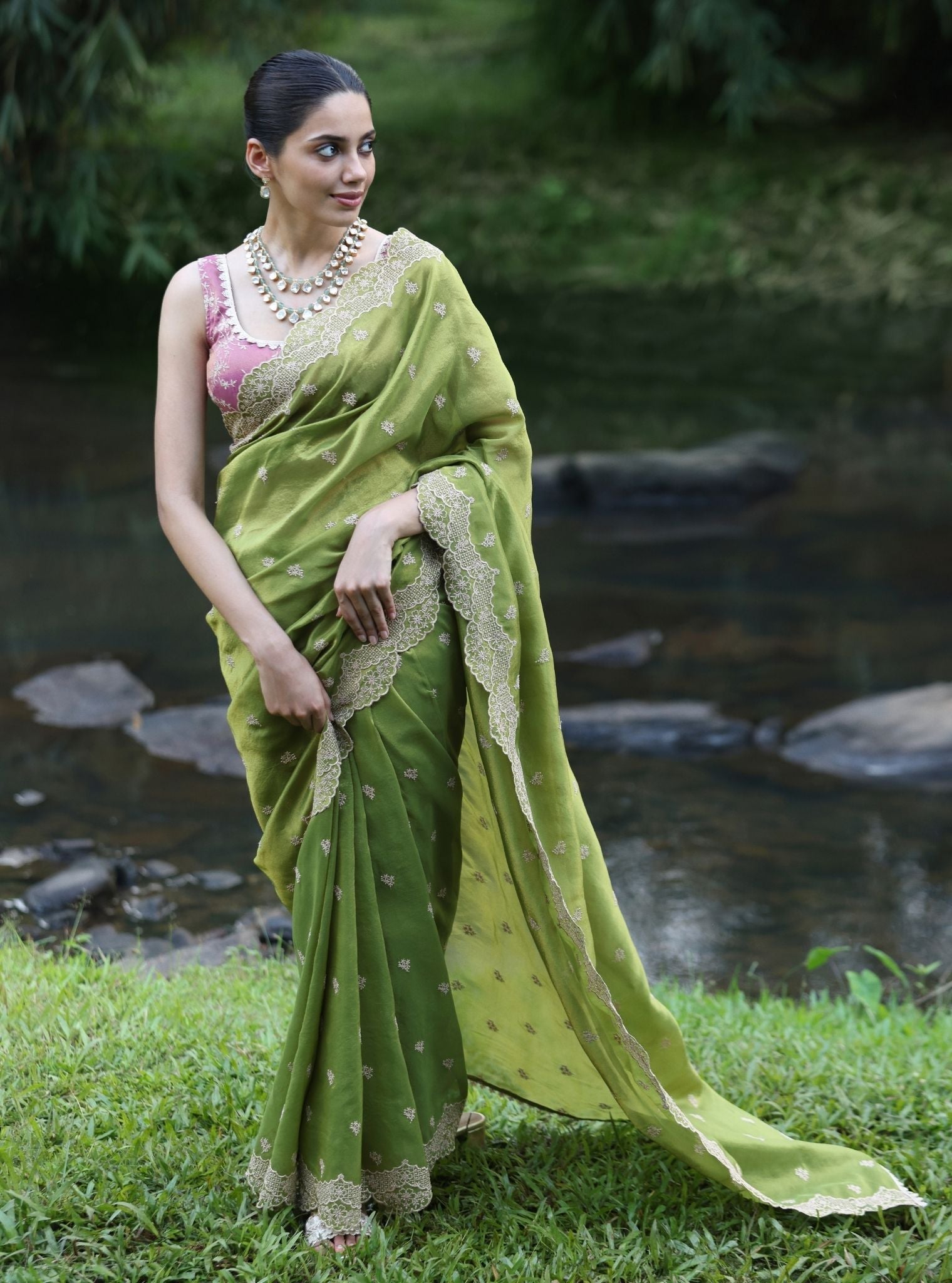 Mulmul Lurex Organza Mubarak Parrot Saree