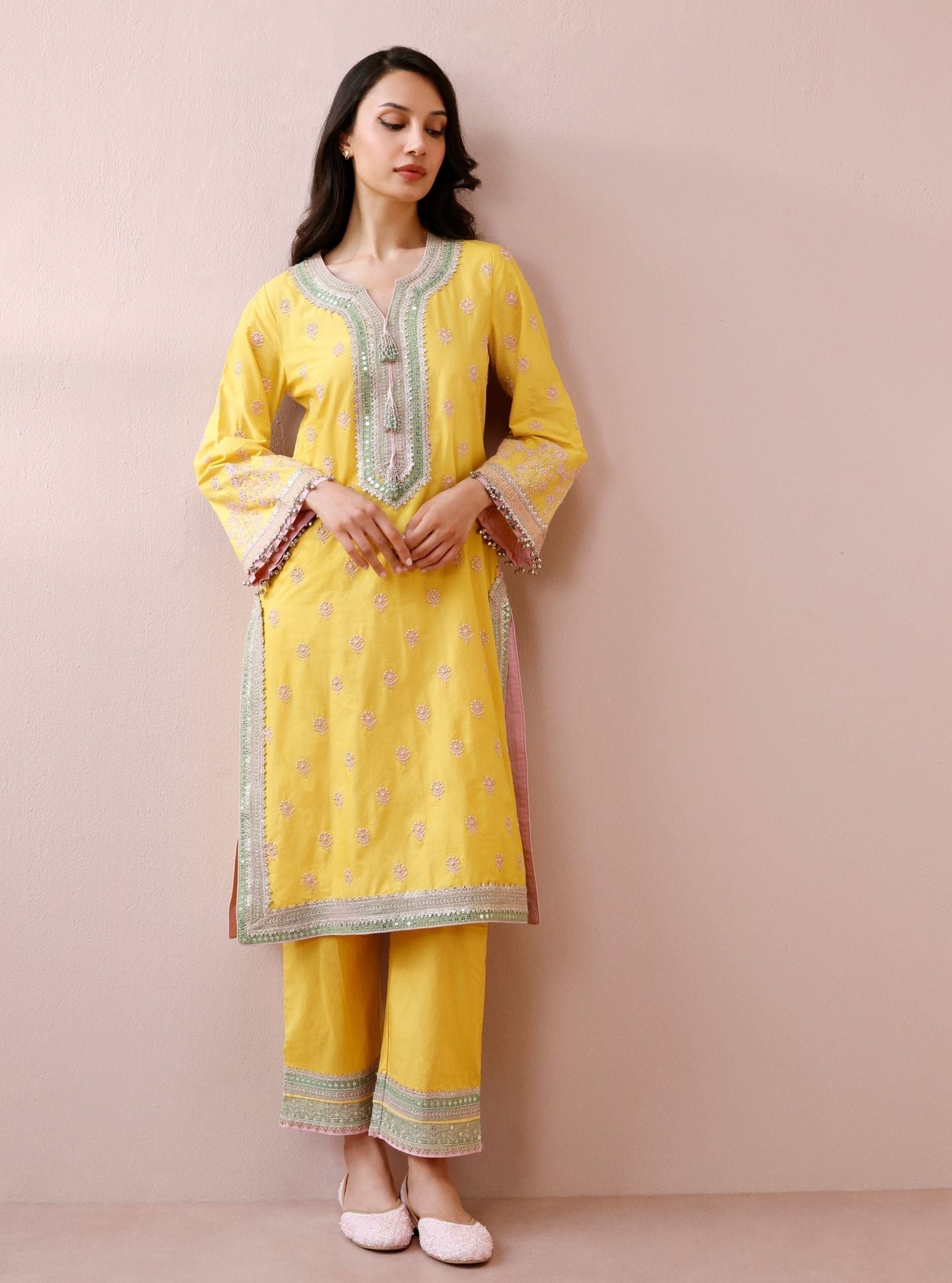 Misa Supima Cotton Yellow Kurta Set