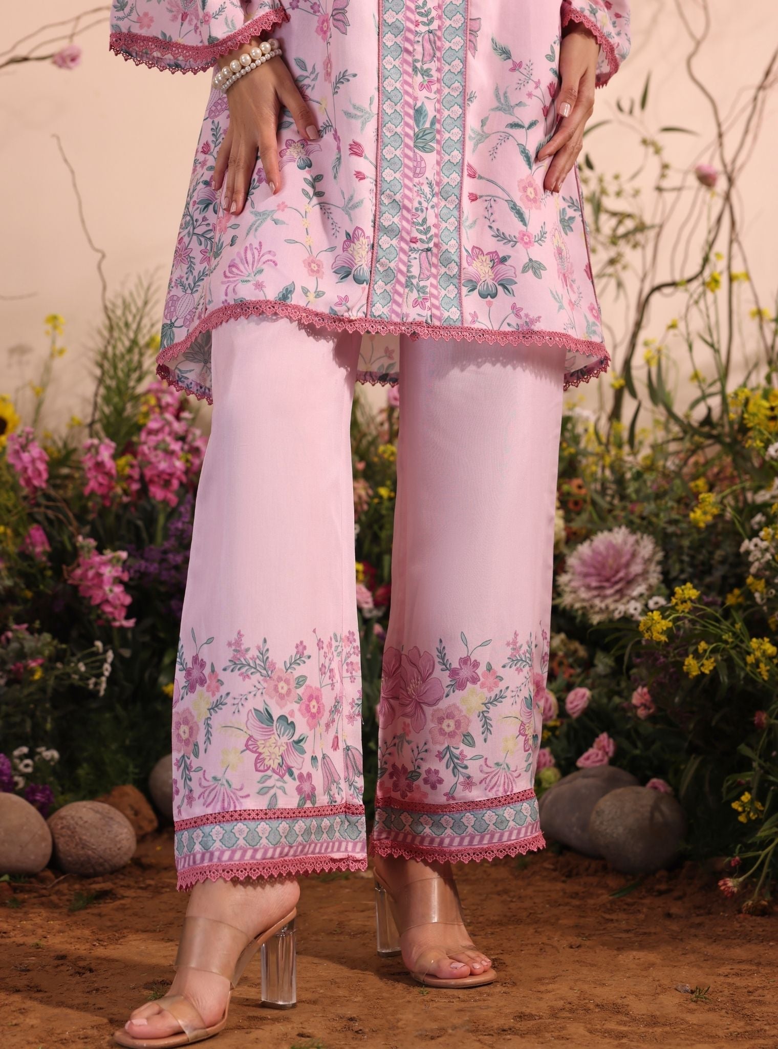 Mulmul Lawn Printed Niamh Pink Shirt With Mulmul Lawn Printed Niamh Pink Pant