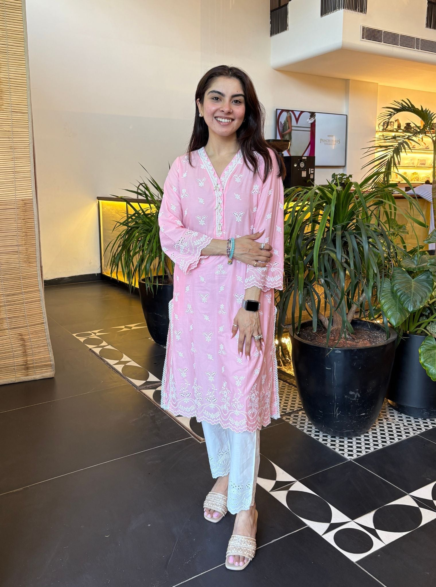 Satari Supima Cotton Pink Kurta Set