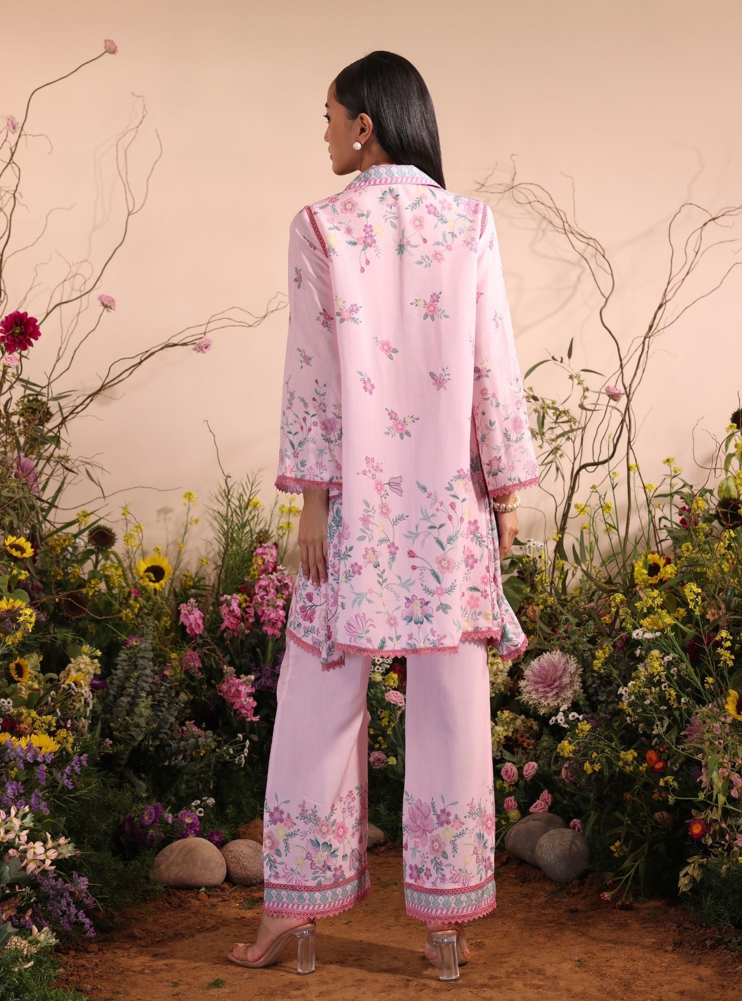 Mulmul Lawn Printed Niamh Pink Shirt With Mulmul Lawn Printed Niamh Pink Pant